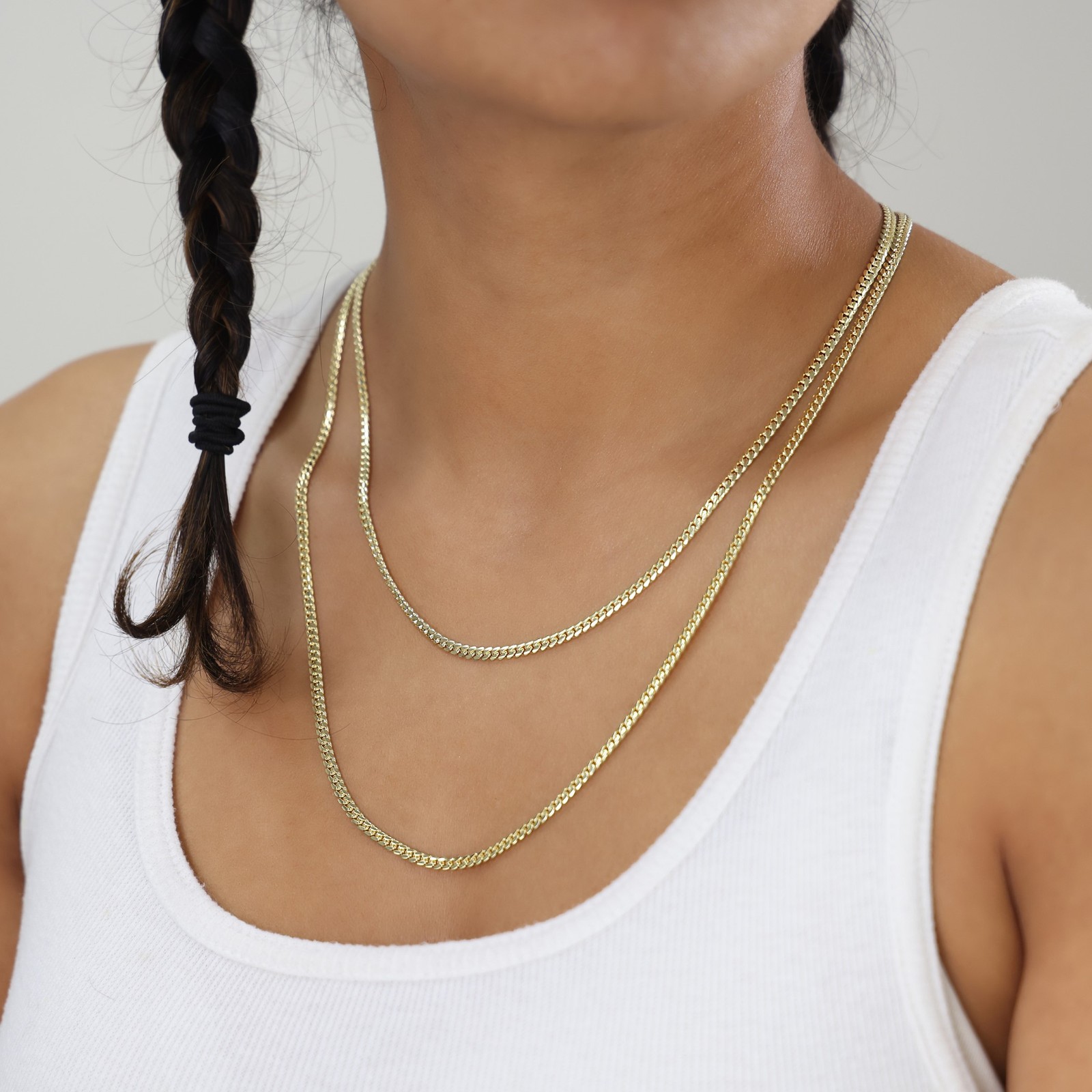 10K Yellow Gold Solid 3.5mm Miami Cuban Link Chain Necklace Mens Women 16″- 30″