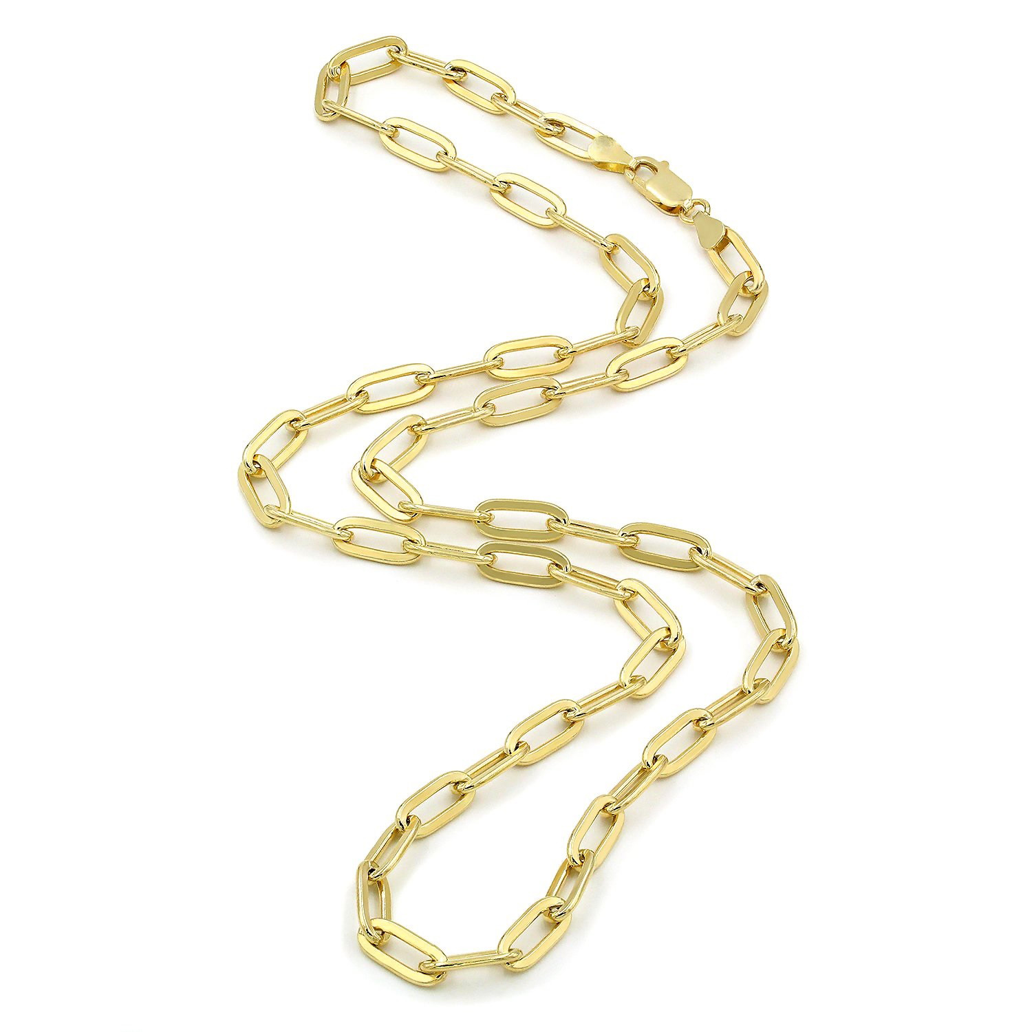 10k Yellow Gold Paperclip 2mm-6mm Chain Cable Elongated Bracelet Necklace 7″-24″
