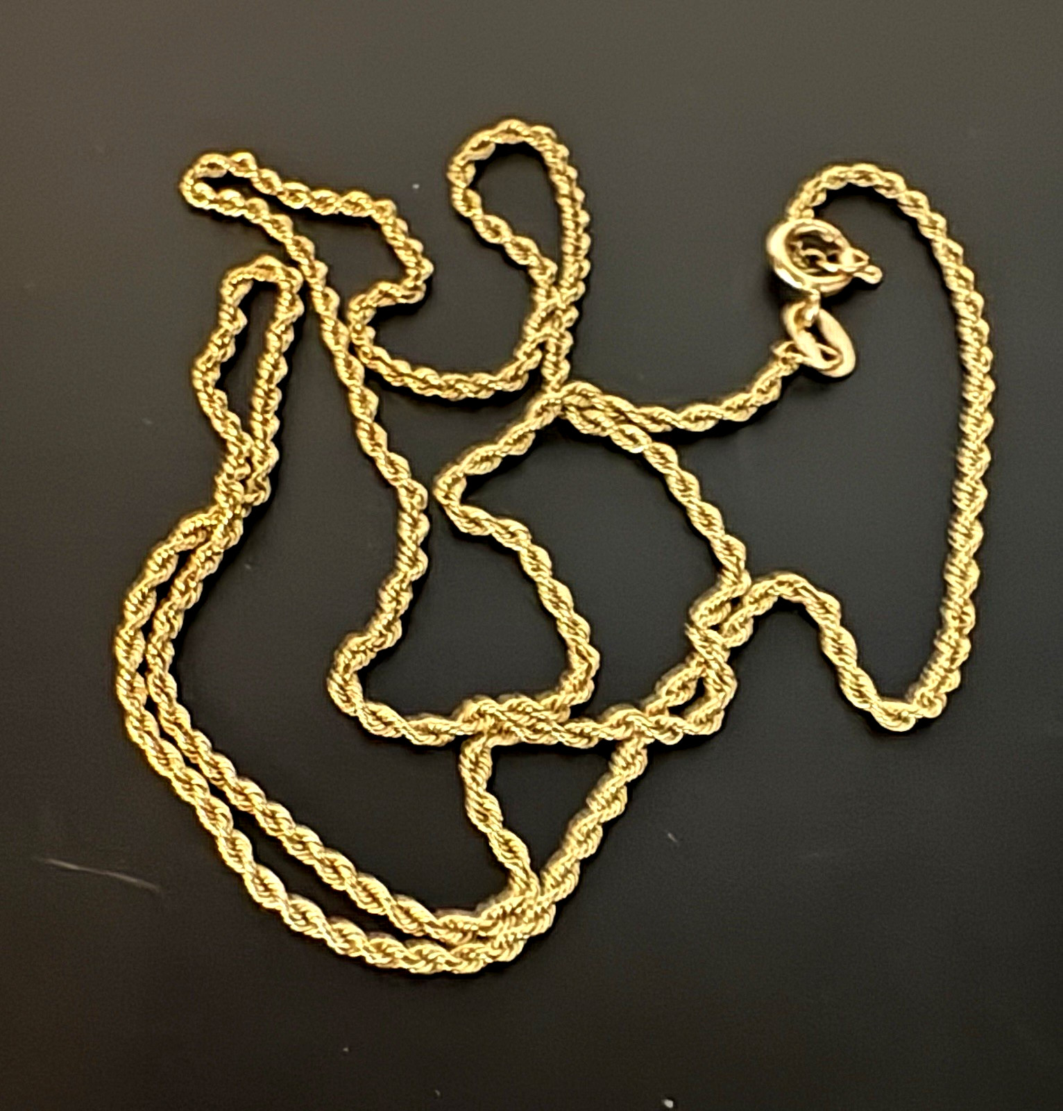 14K YG Gold Rope Neck Chain 16″ Necklace Estate Diamond-cut Sparkle Approx 2mm