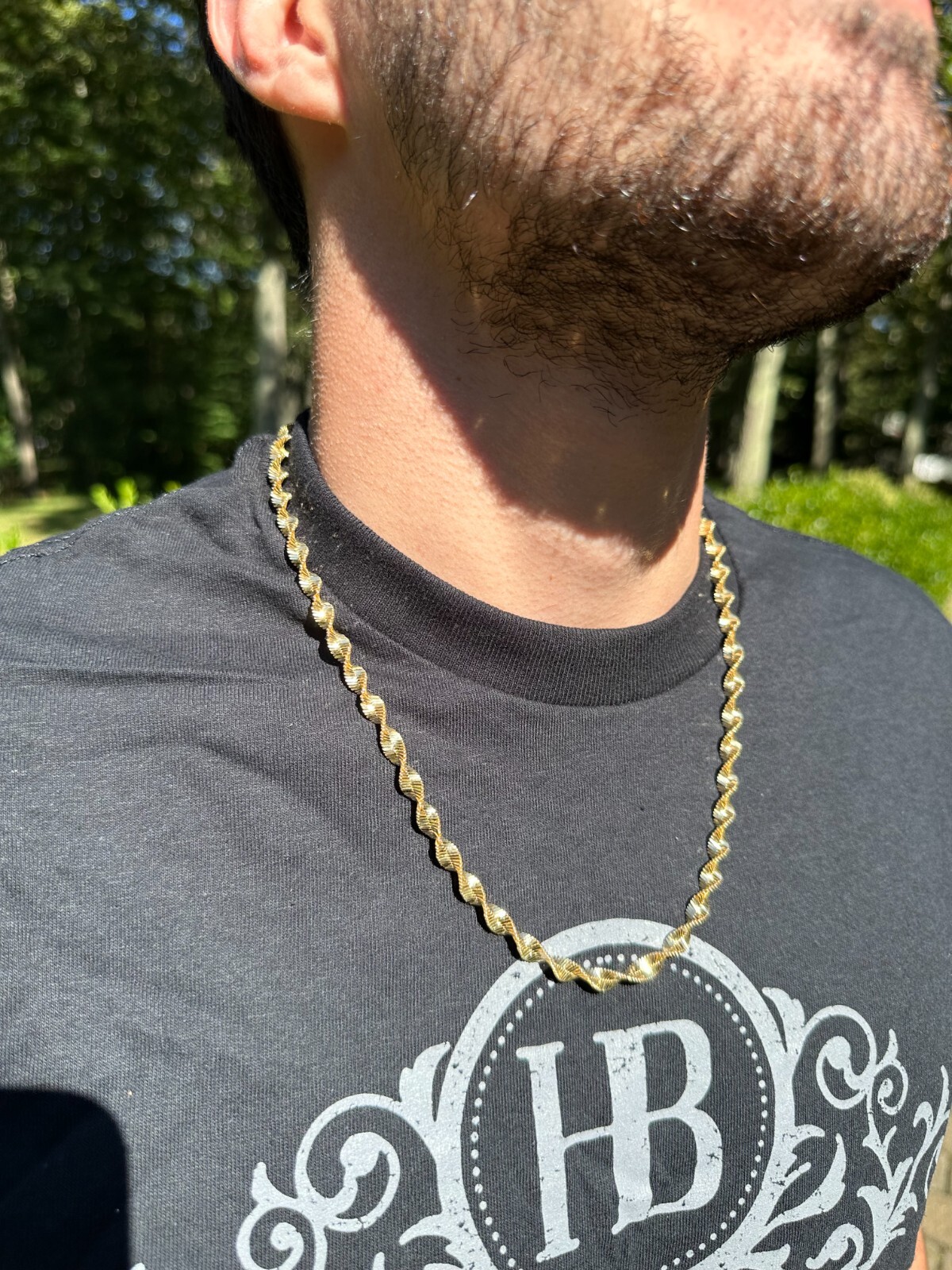 Real 14k Yellow Gold Vermeil 925 Silver 6mm Loose Singapore Rope Chain Necklace