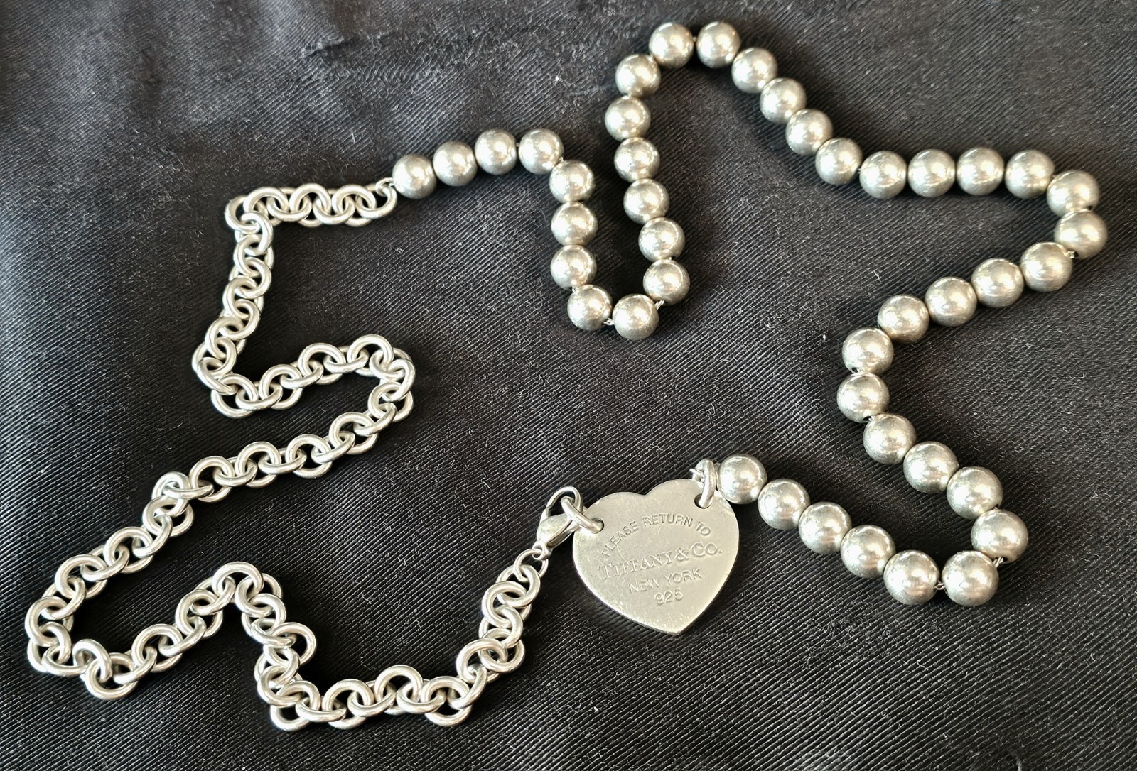 Tiffany & Co. Return to Tiffany Heart Tag Wrap Necklace 925 Silver 32” Rare