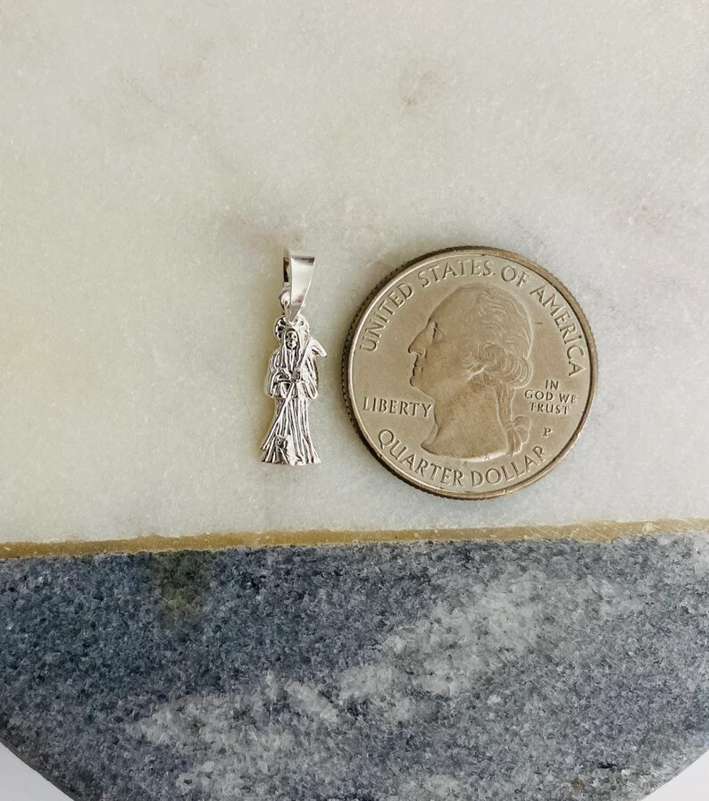 925 Silver Grim Reaper Pendant /Dije Plata Santa Muerte – ESP22