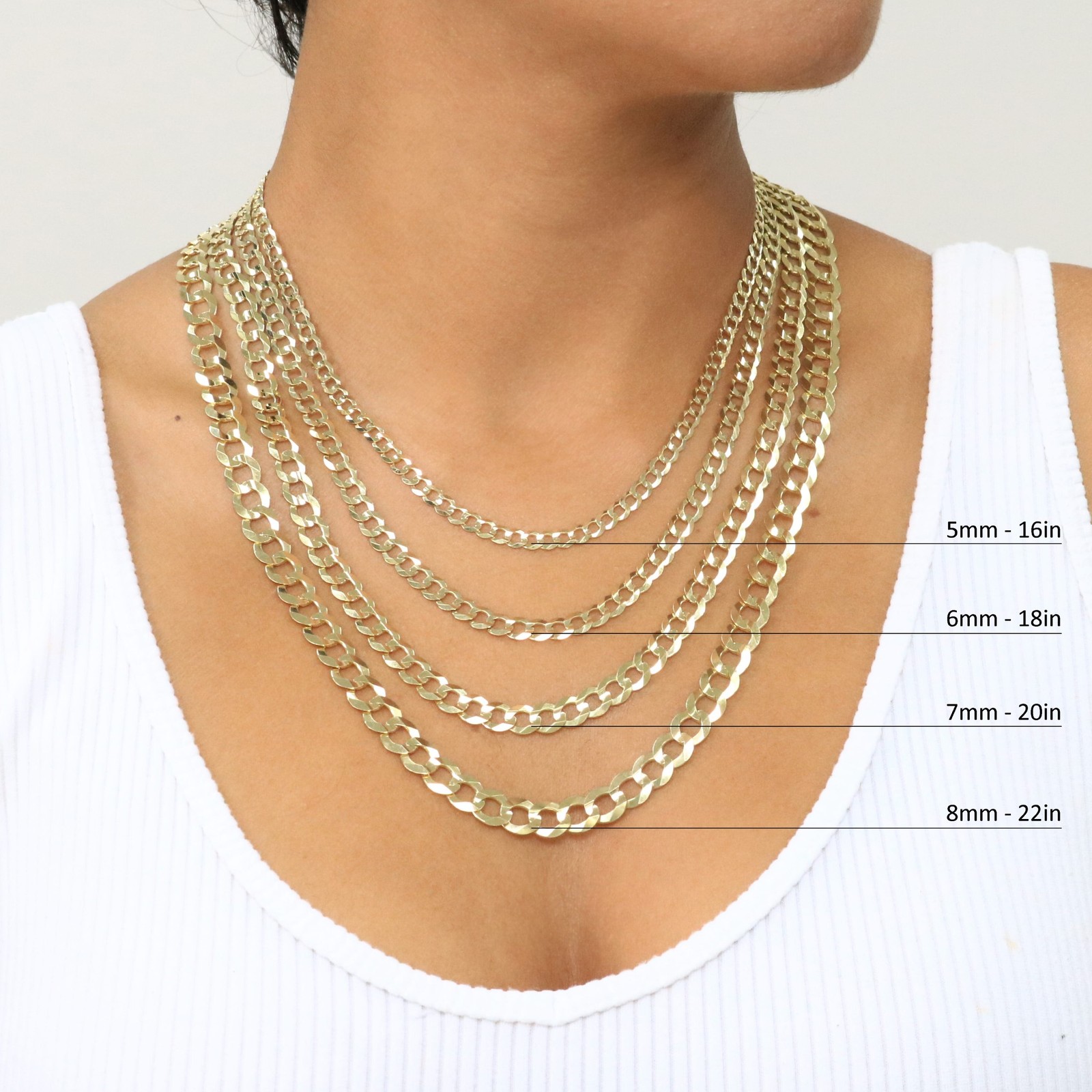 10K Yellow Gold Solid 2mm-12.5mm Cuban Curb Chain Link Pendant Necklace 16″- 30″