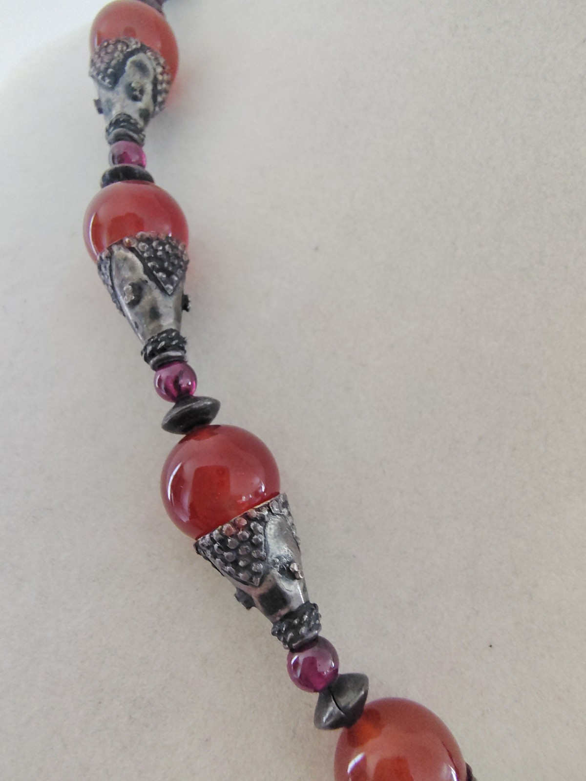 Nancy and Rise NR Sterling Silver Carnelian Garnet Heavy Bead Necklace 18″ RARE