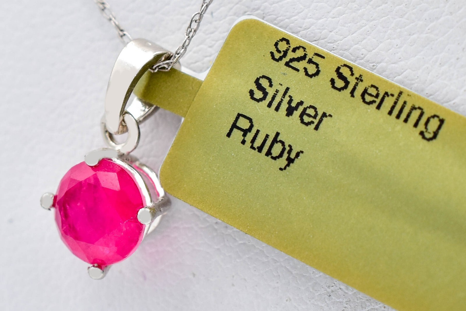LAB CREATED 1.22 Cts RUBY SOLITAIRE PENDANT NECKLACE .925 SILVER -MADE IN USA