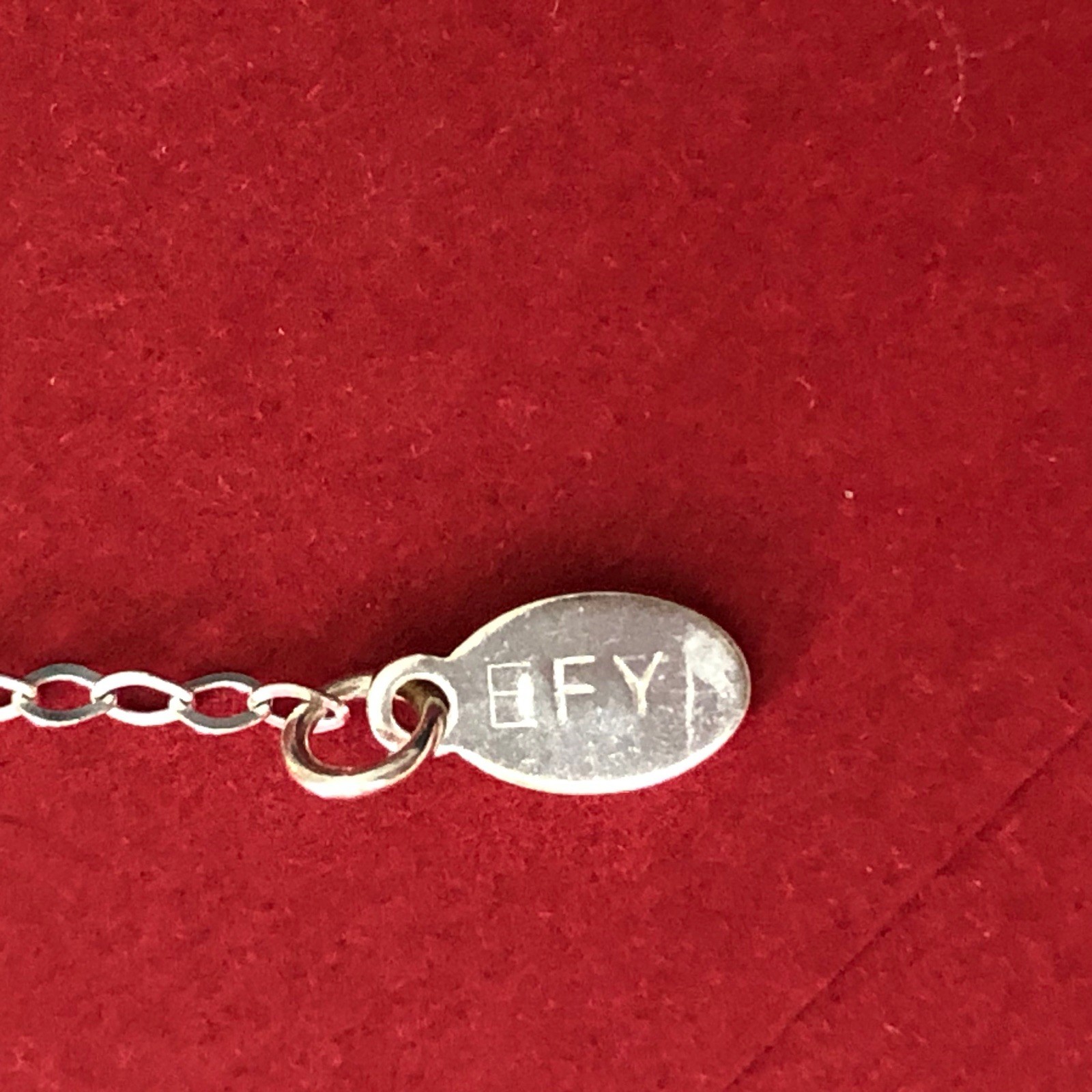 Sterling Silver 925 Necklace Two Circles Interconnected Tag EFY 18”+ Lobster