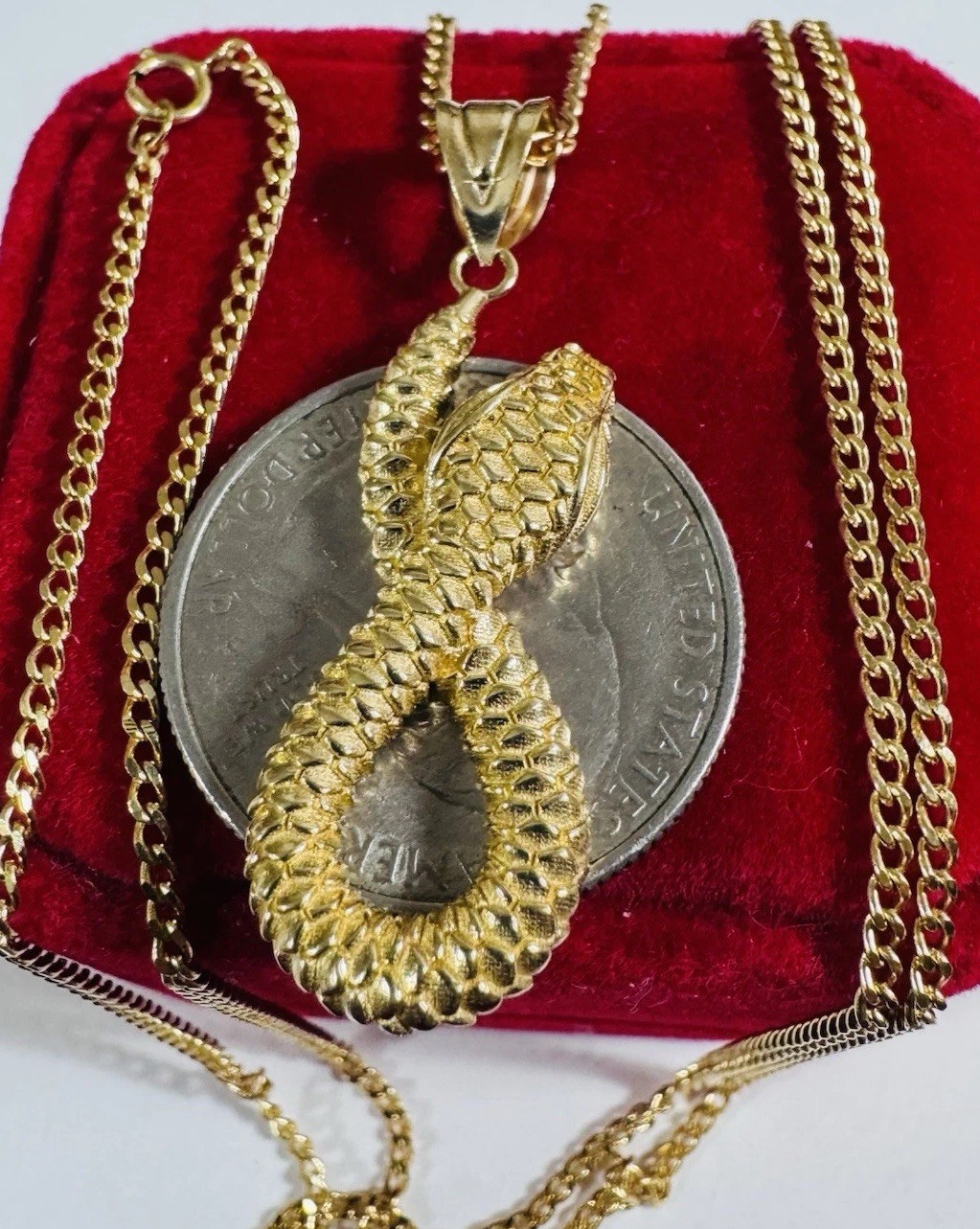 18K 750 Real Fine Mens Women’s Gold Snake Set Necklace 23.5/24” long 2.2mm 9.26g