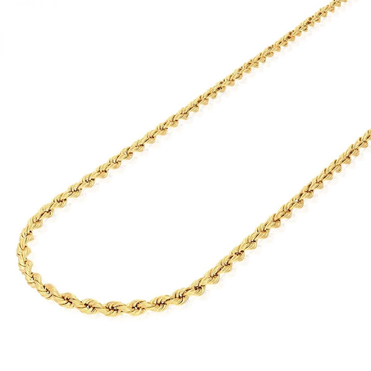 10K Real Gold 1.8mm-9mm Hollow Rope Chain Necklace 16″-30″