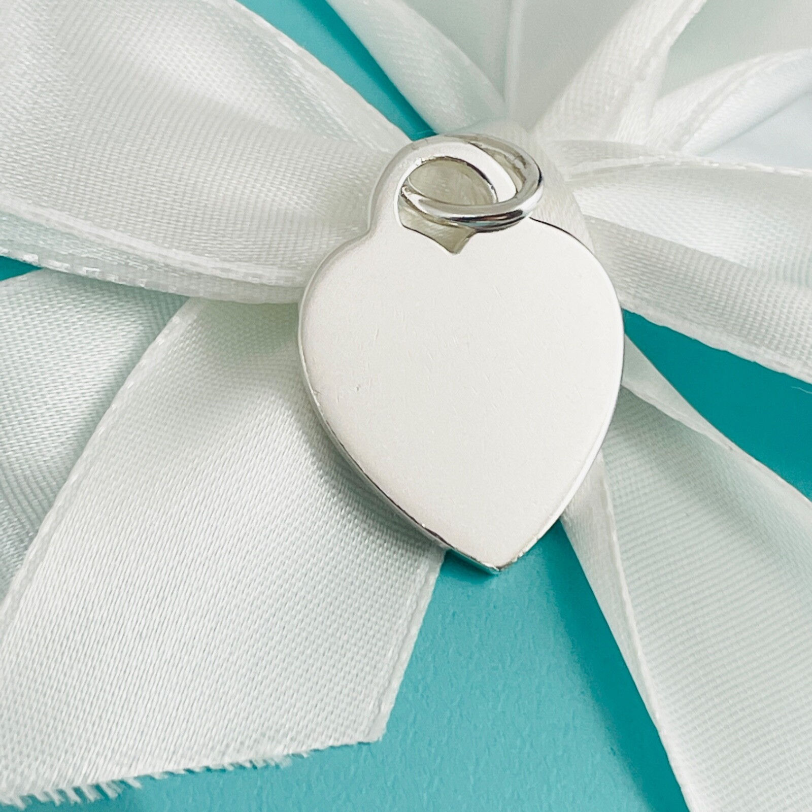 Customized Bedazzled Embellished Tiffany Silver Cat Heart Tag Charm Or Pendant