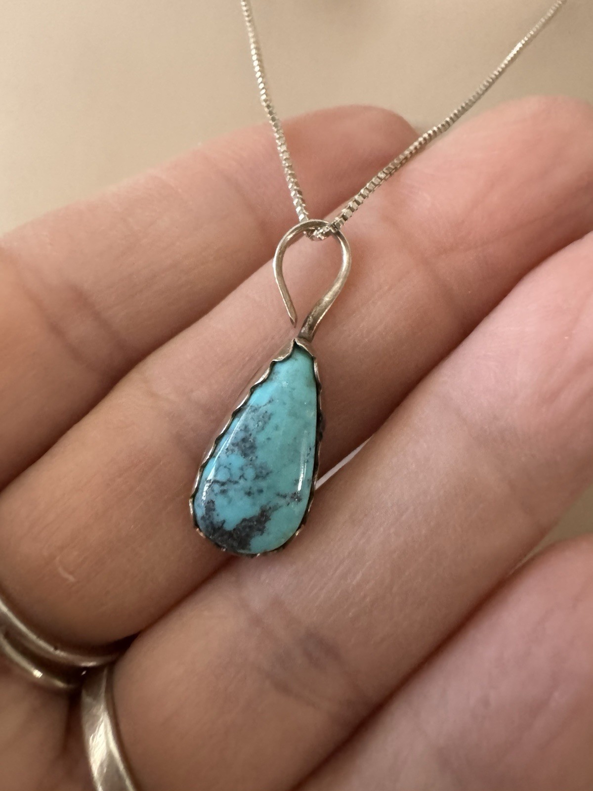 unbranded 925 tourquoise pendant and 925 chain dainty boho 18″