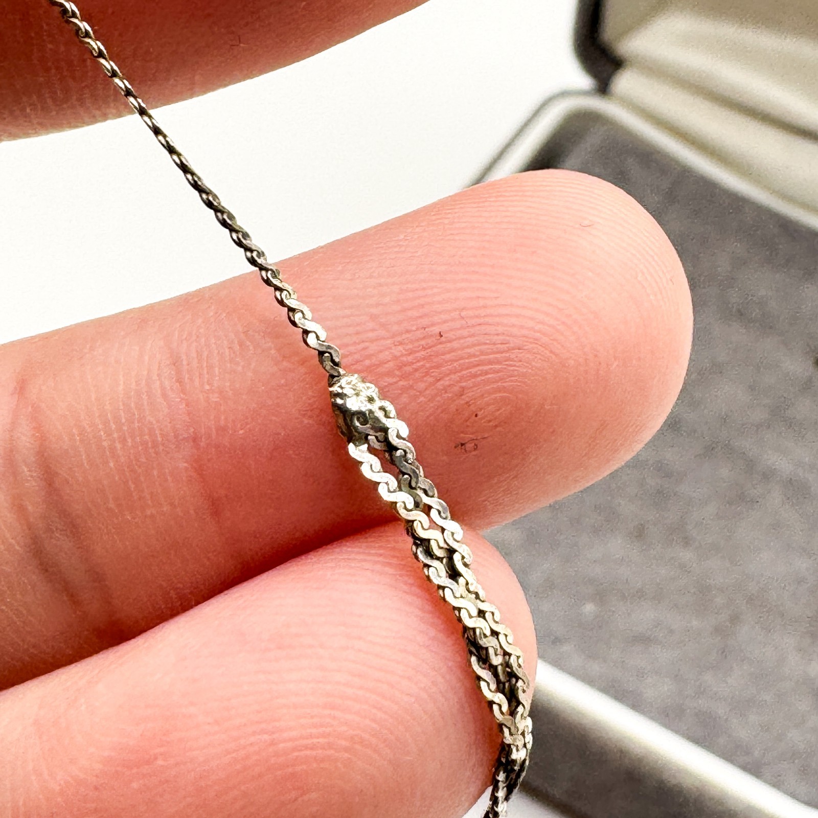 Vintage 925 Sterling Silver Plait Link Chain Necklace 38cm Spring Ring Clasp