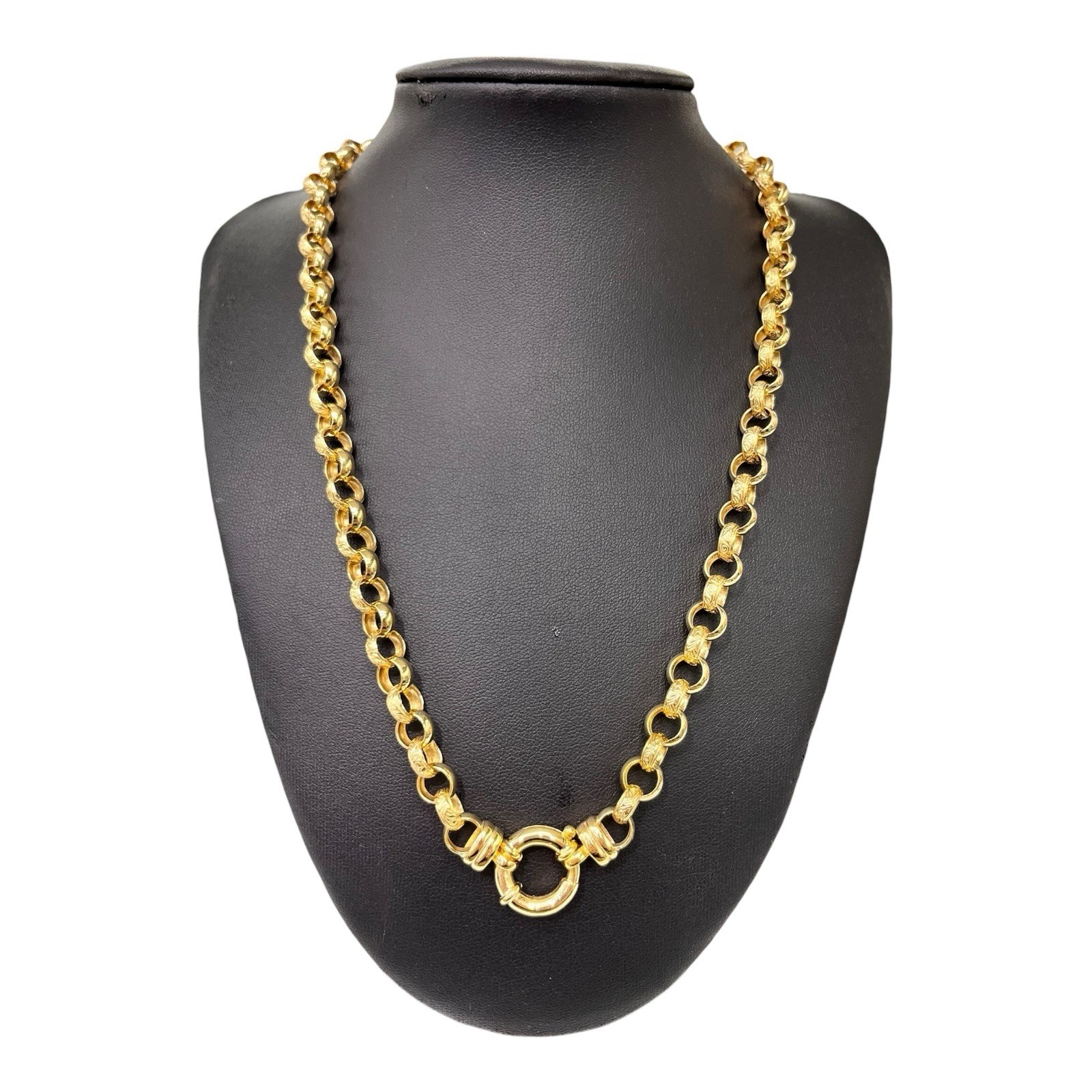 9ct 9k Yellow Gold Round Belcher Chain Necklace Bolt-ring 38.37 Grams 52cm. New