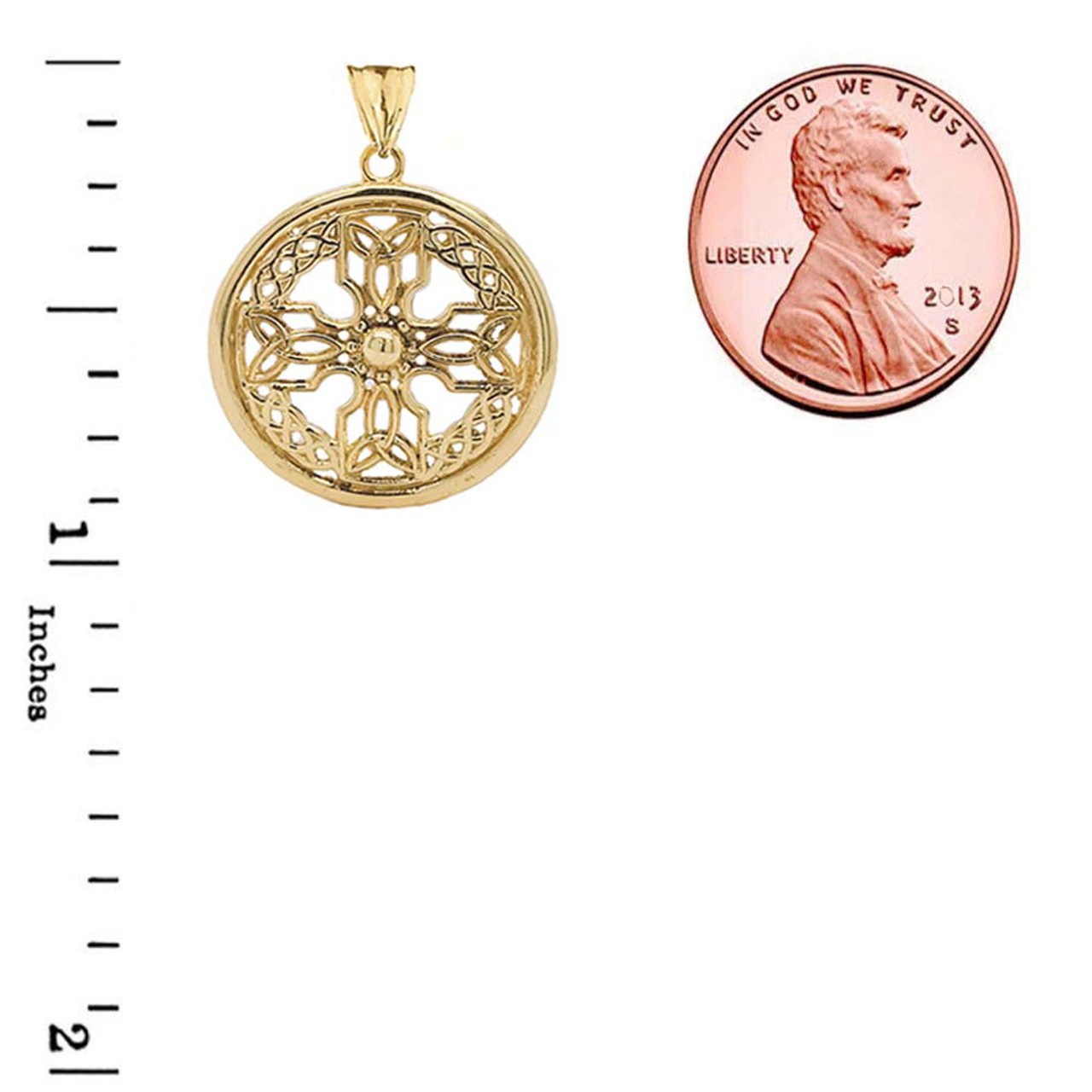 Solid Gold Celtic Knot Cross Shield Pendant Necklace(SM)(Yellow/Rose/White Gold)