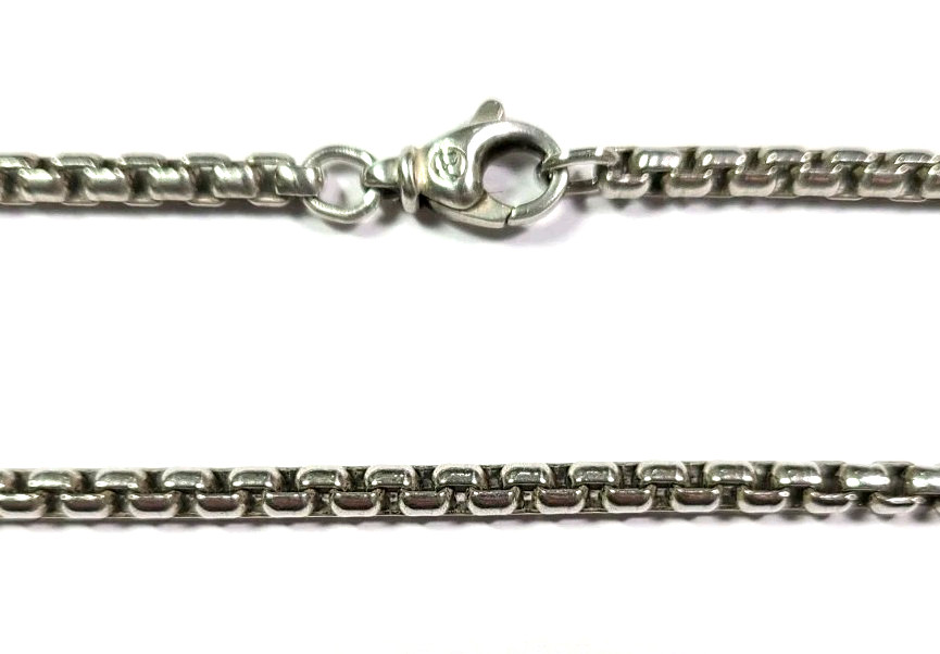 David Yurman Sterling Silver Round Box Link Chain Necklace 3mm 26 Inches