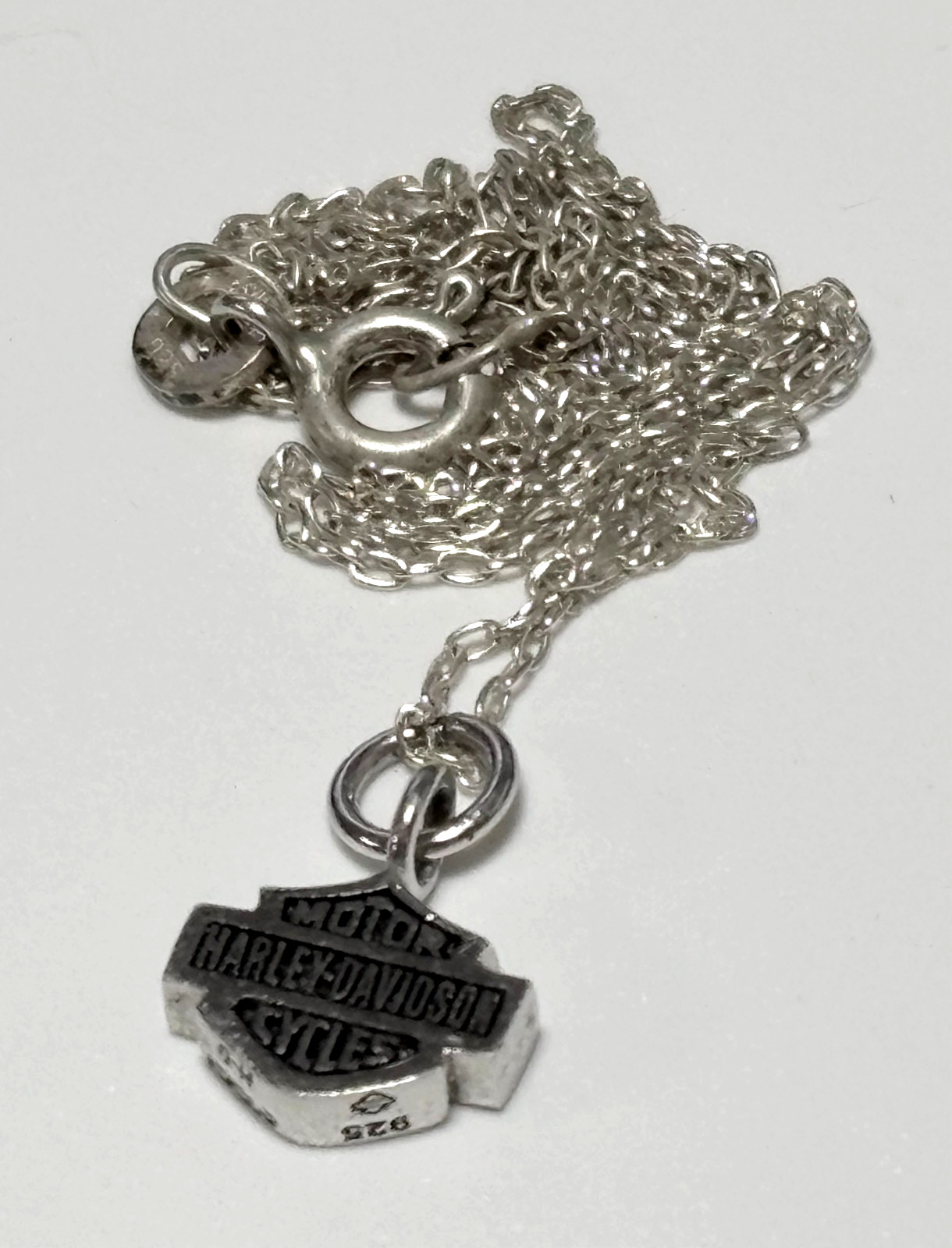HARLEY DAVIDSON .925 Sterling Silver Petite Shield Logo Pendant Chain/Necklace