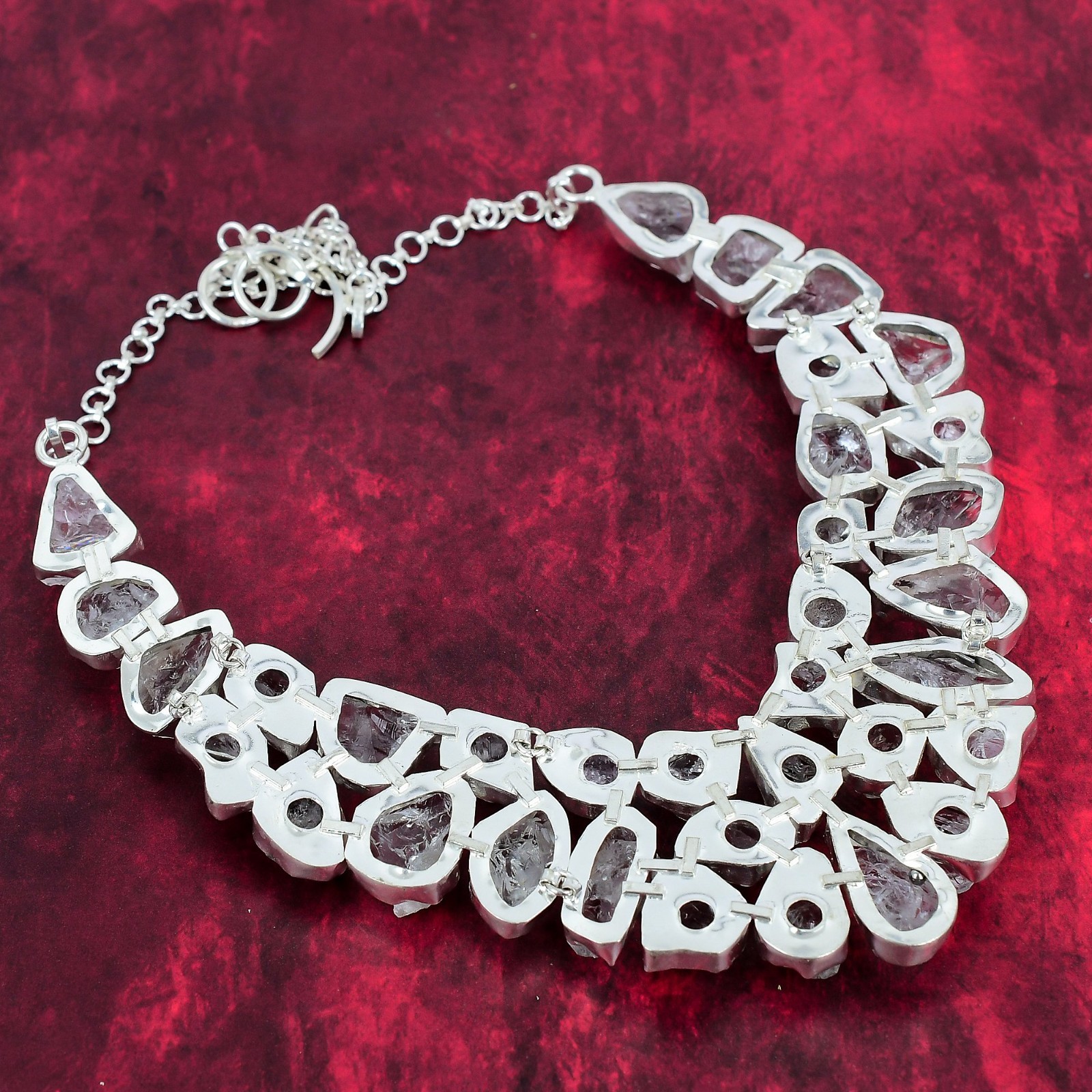 Crystal Quartz Rough Gemstone Handmade 925 Sterling Silver Jewelry Necklace
