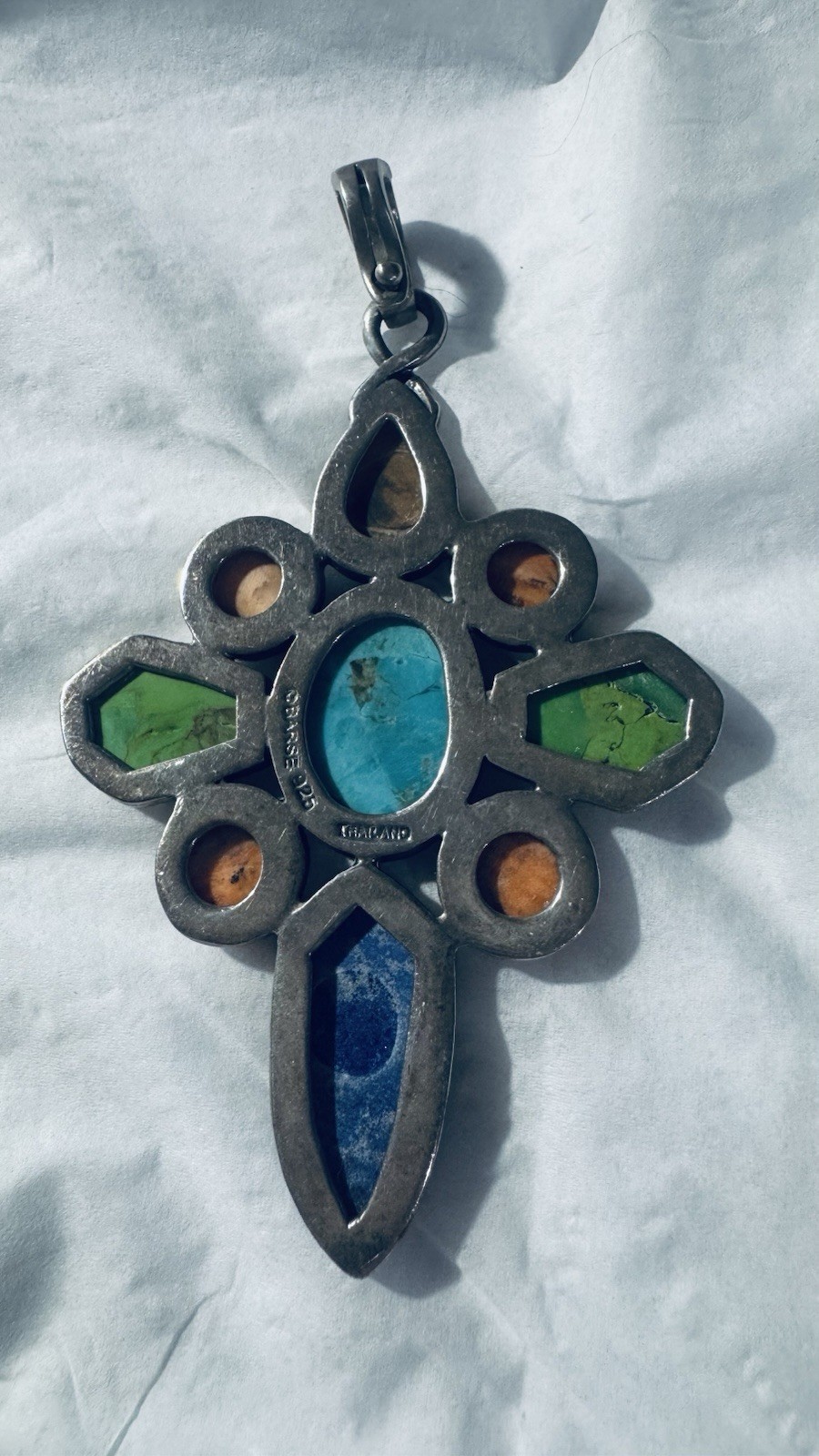 Barse Sterling Silver Gemstone Large Cross Pendant!!