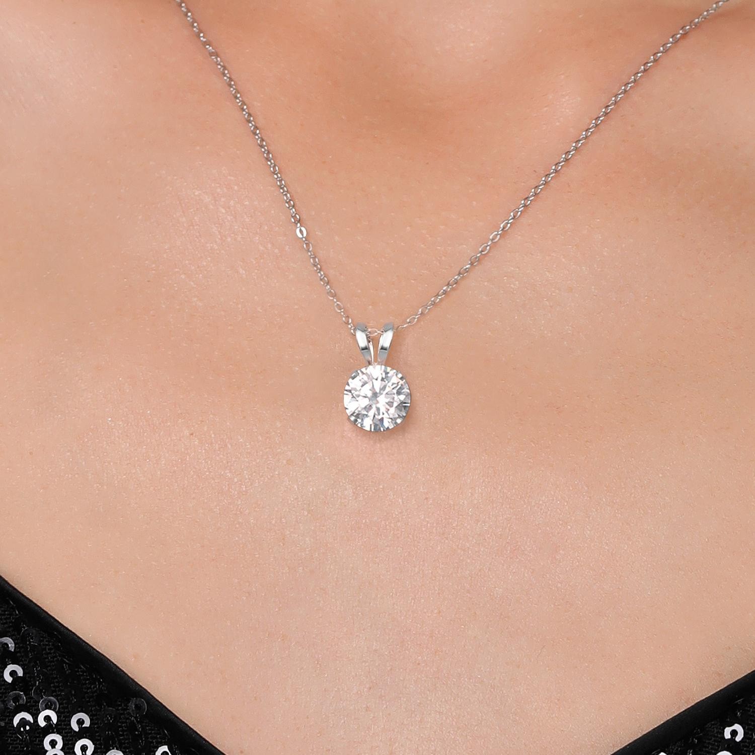 0.75 Cttw IGI Certified Lab Grown Diamond in 14K White Gold Necklace for Women
