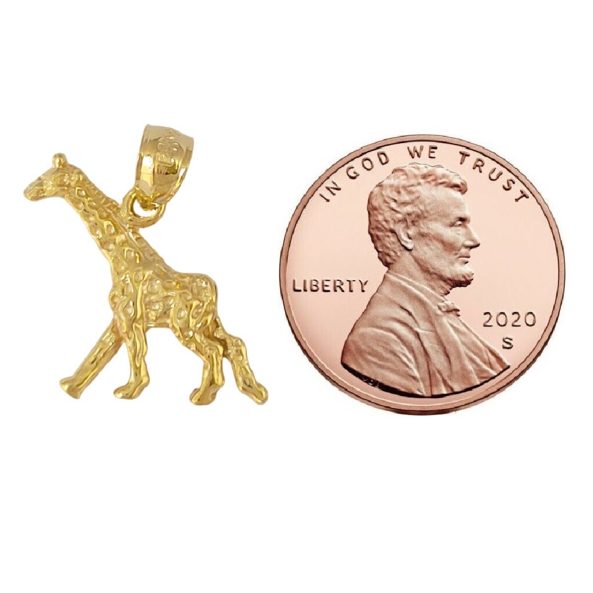 14k Yellow Gold Giraffe Pendant / Charm, Made in USA