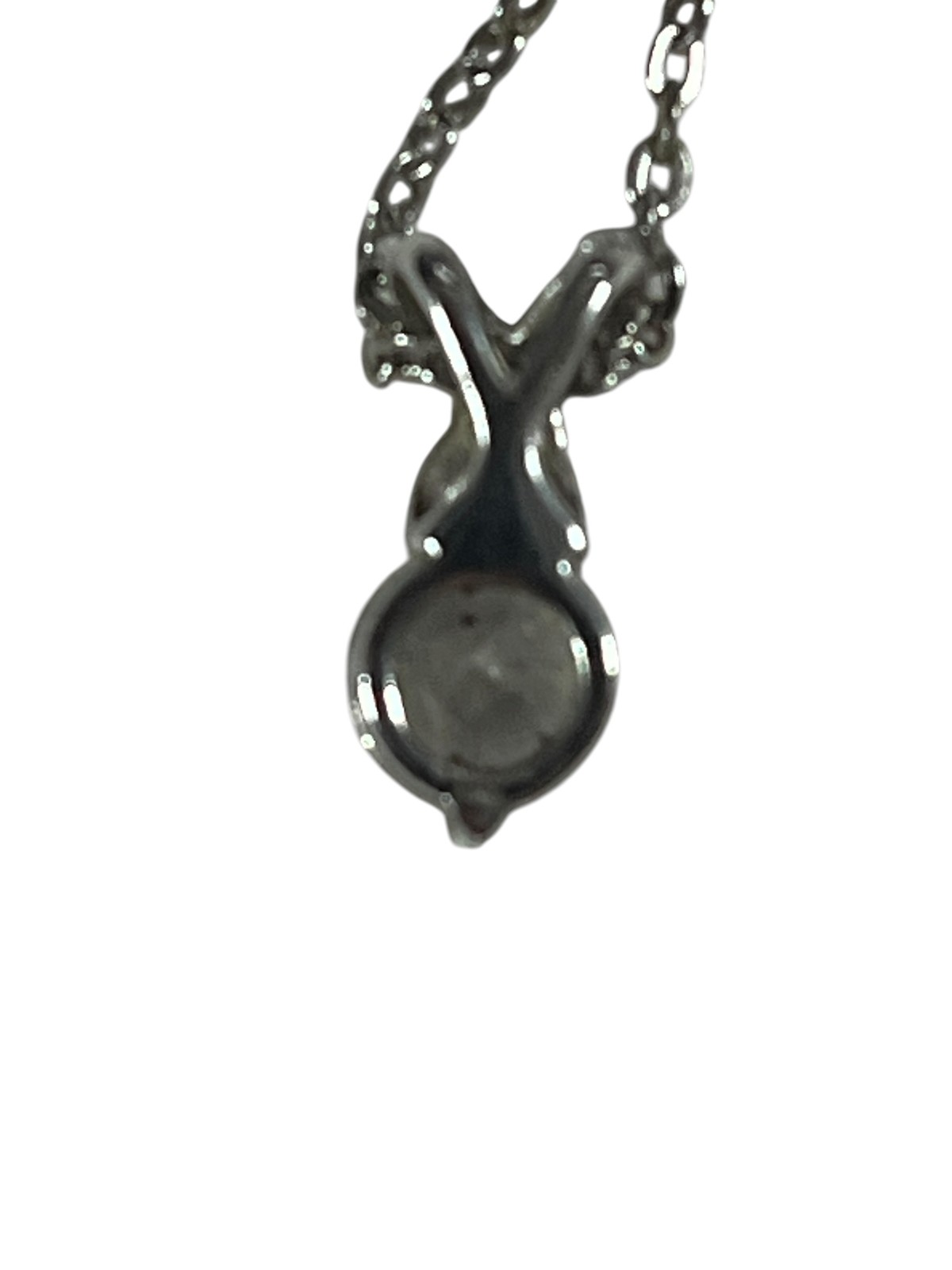 Solitaire Pendant Necklace Clear Stone Link Chain Spring Ring Clasp Jewelry