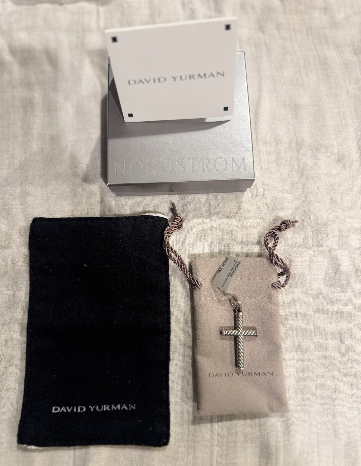 David Yurman Cable Cross Pendant, Sterling Silver 925 Signed Religious Charm