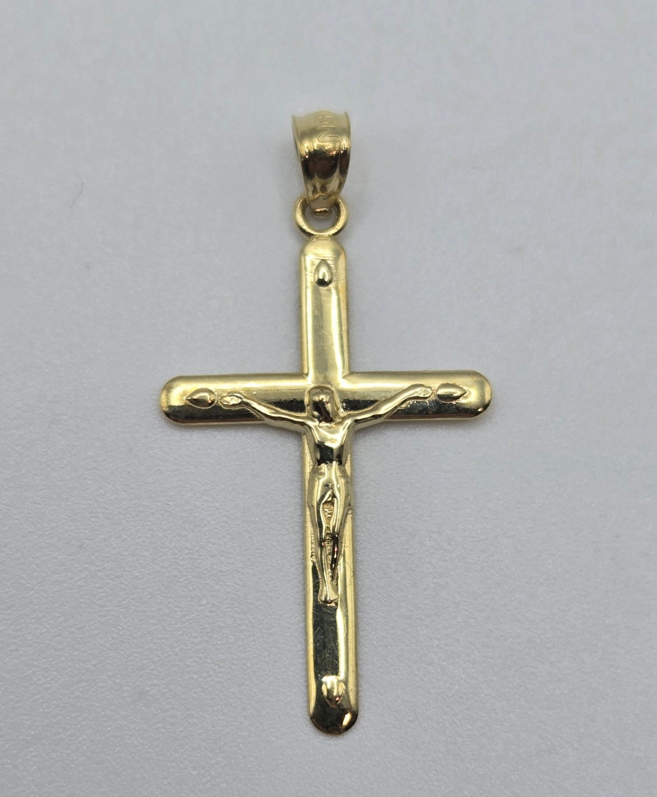 NEW Solid 10K Yellow Gold 1.25in Cross Pendant, 3.5mm Bail, ITALY