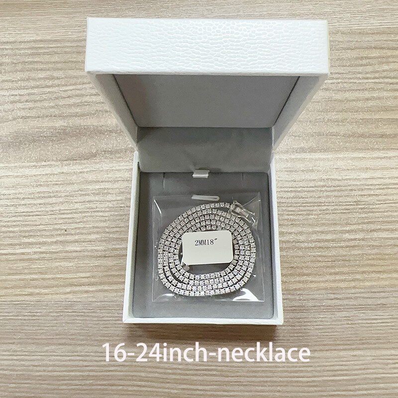 2mm D Color VVS Moissanite Tennis Chain Necklace 925 Sterling Silver Pass Tester