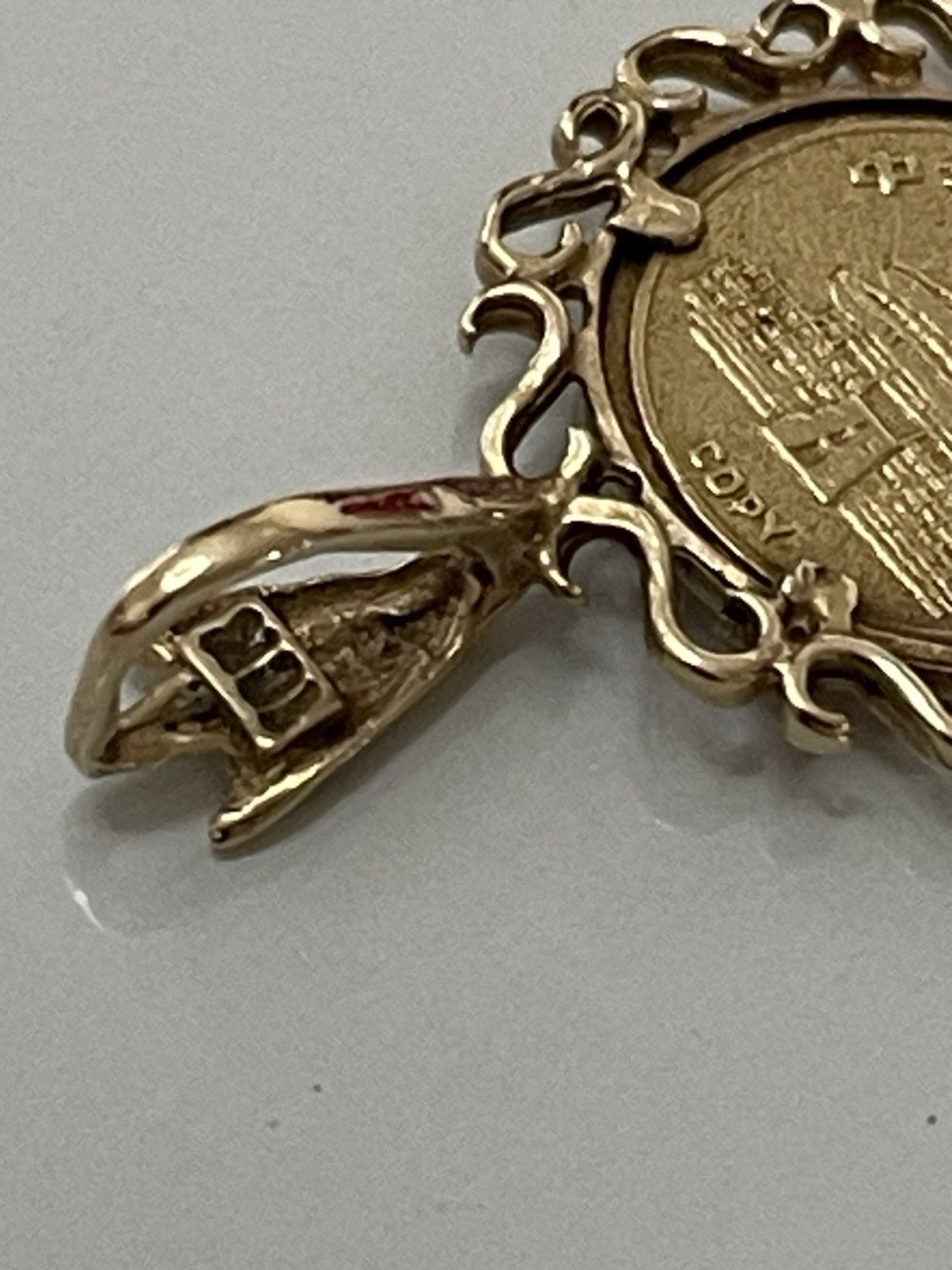 Solid 10K Yellow Gold Panda Copy Coin Pendant