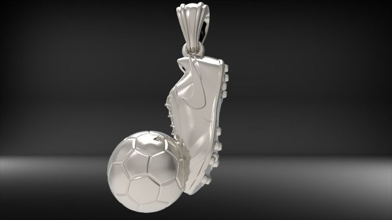 Soccer Ball & Boot Pendant 999 Fine Silver