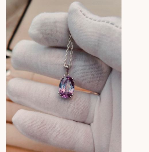 Natural Alexandrite 100% Color Change Gemstone Pendant 925 Sterling Silver