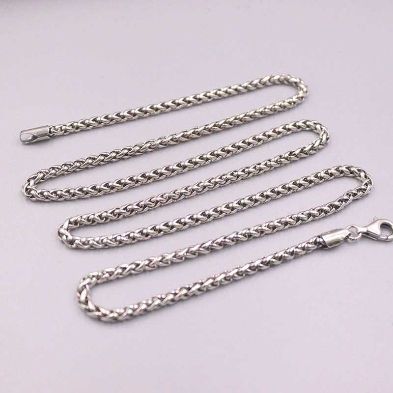 Real 925 Sterling Silver Necklace 2mm/3mm/4mm/5mm Wheat Chain Silver Necklace