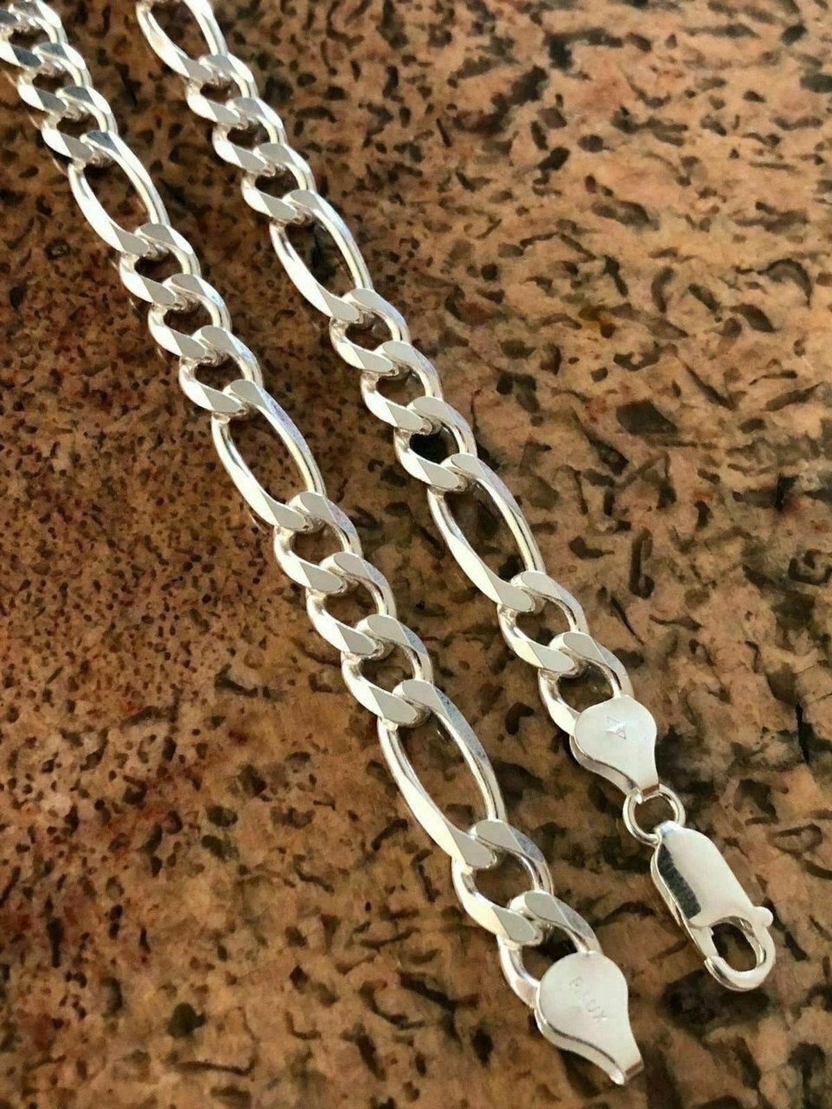 Unisex Real 925 Sterling Silver 30″ Long 3.8mm Shiny Figaro Chain Necklace Z139