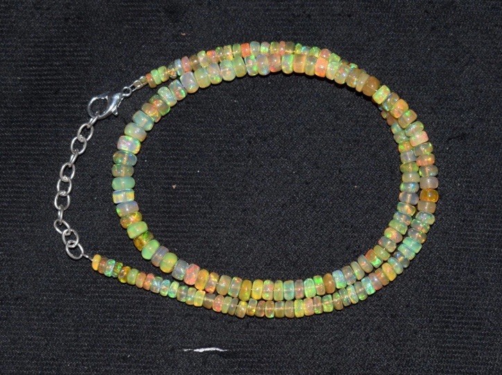 20Inch Natural Ethiopian Opal Wello Fire 3-5MM Opal Gemstone Beads Necklace