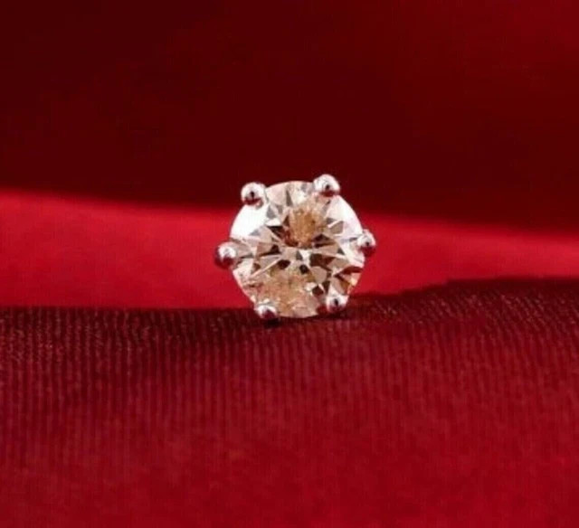 0.44 ct each lab grown diamond nose stud ring piercing 14kt yellow gold plated