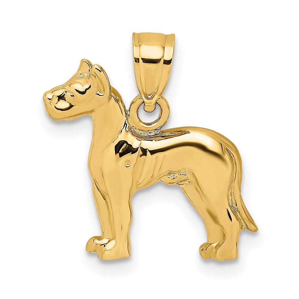 Real 14K Yellow Gold Great Dane Dog Charm Pendant; Length 18.45 mm; 1.53 g