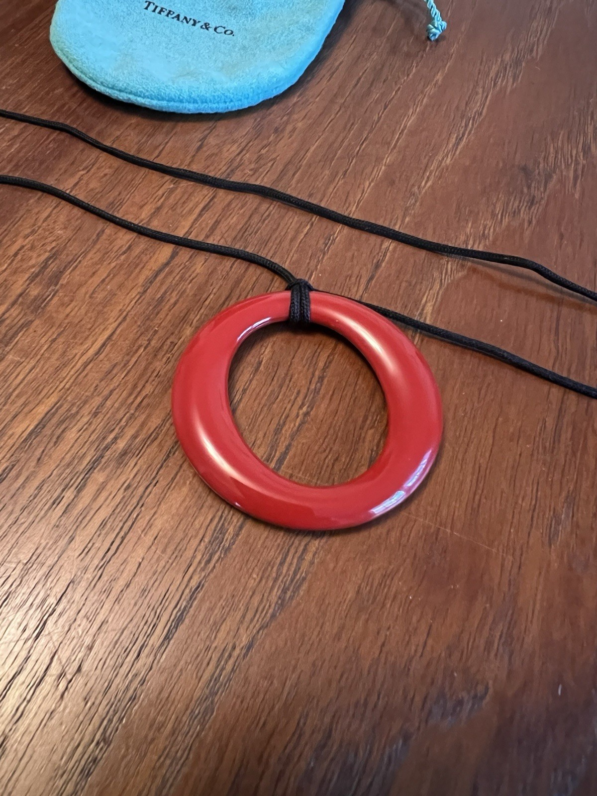 Tiffany & Co. Elsa Peretti Sevillana Pendant Red Lacquer Japanese Hardwood