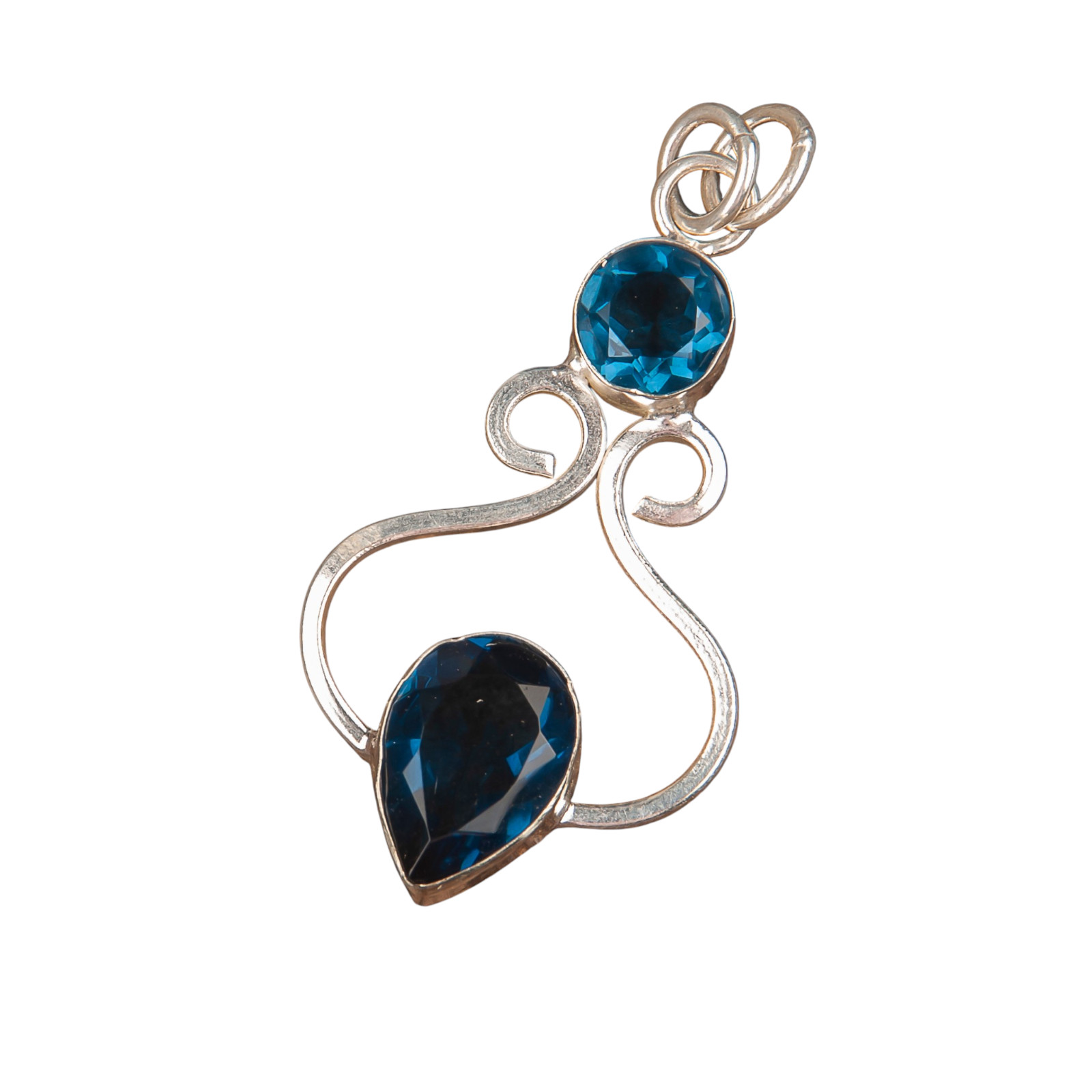 London Blue Topaz Gemstone 925 Sterling Silver Chain Pendent 1.60″ Gift For Her