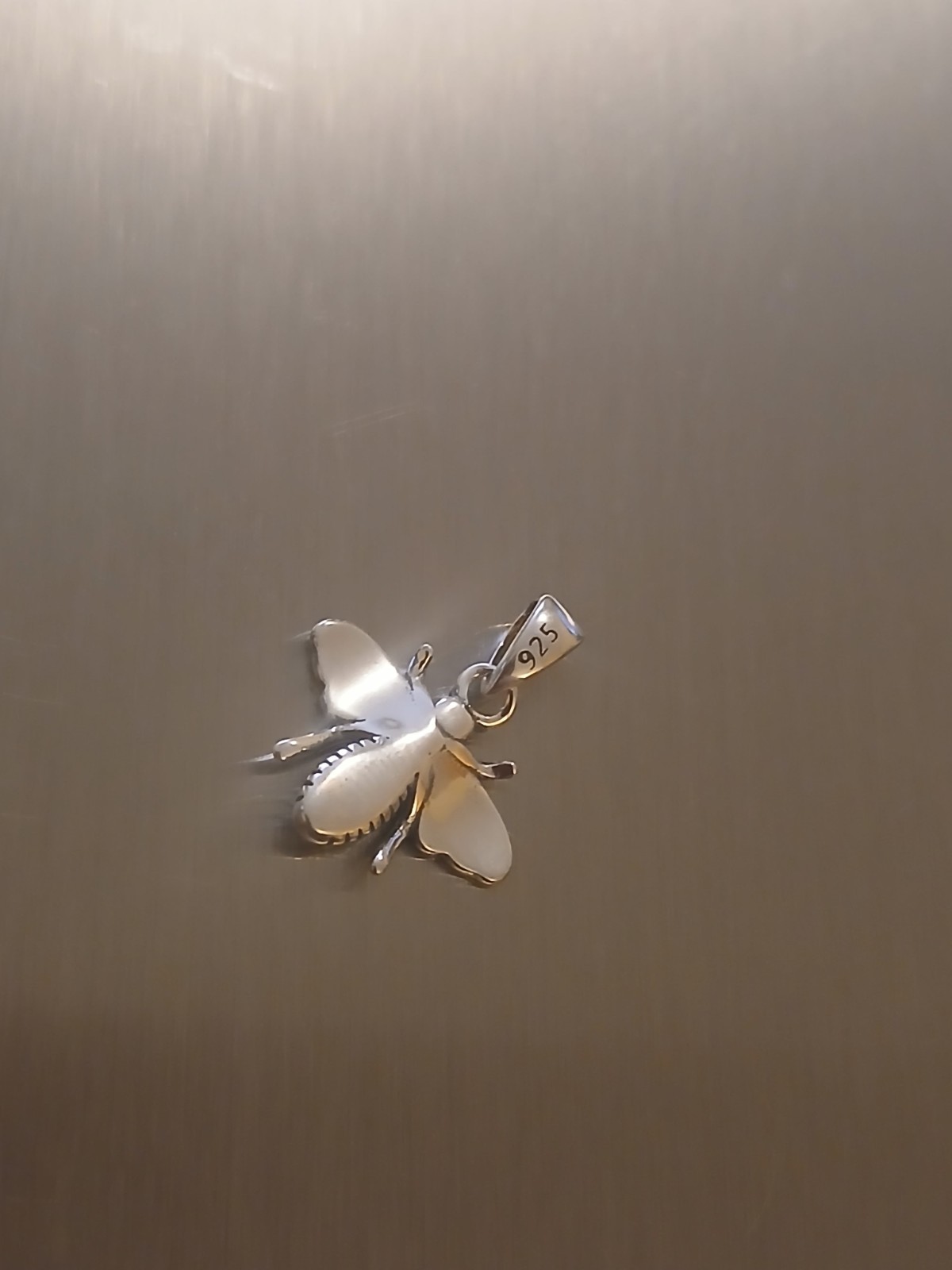 Sterling Silver 925 Bee Pendant, Signed, Animals & Insects Design,Flying Bug.