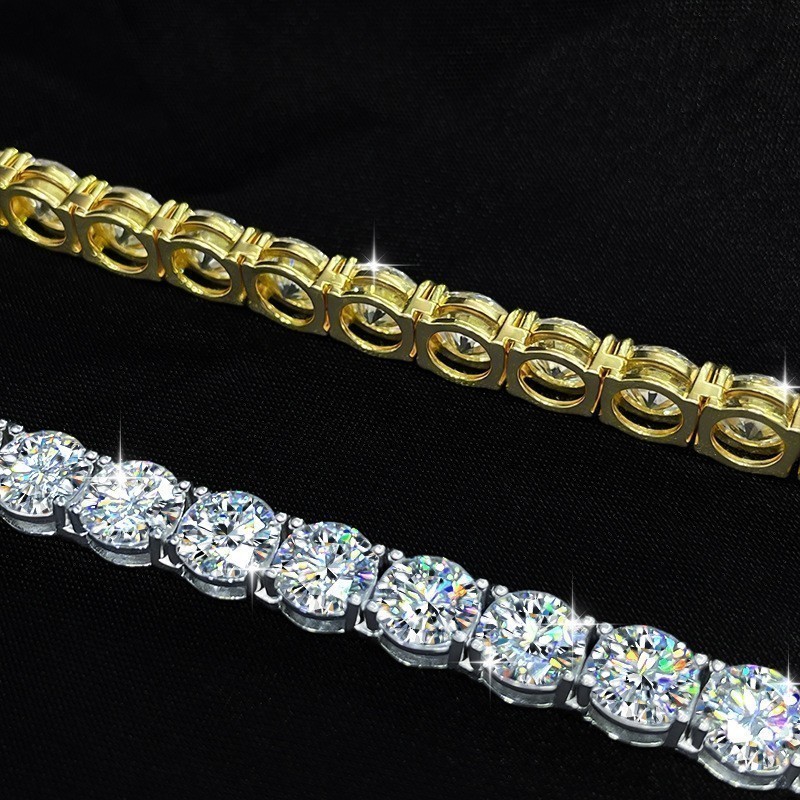 Used-2mm-22in VVS1 Moissanite Tennis Chain Necklace 14K Gold Plated S925 Silver