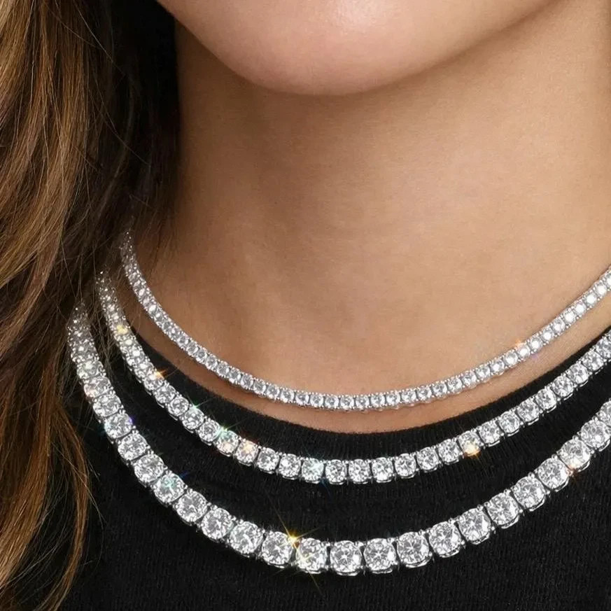 Moissanite Tennis Necklace for Women Men S925 Lab Created Chain mothers day gift