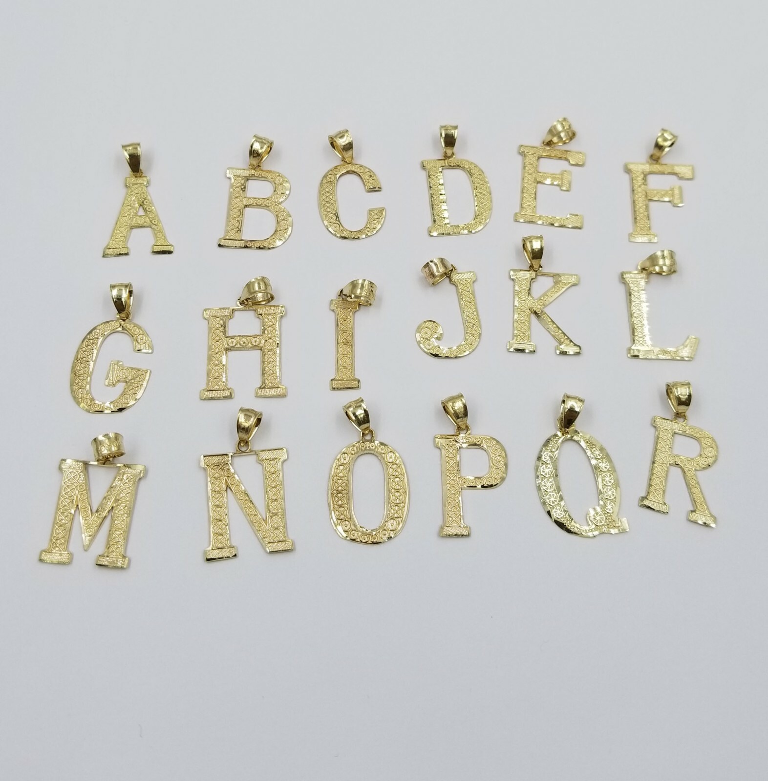 Real 10k Yellow Gold A-Z Initials Alphabet Charm Pendent Diamond Cut Men Women