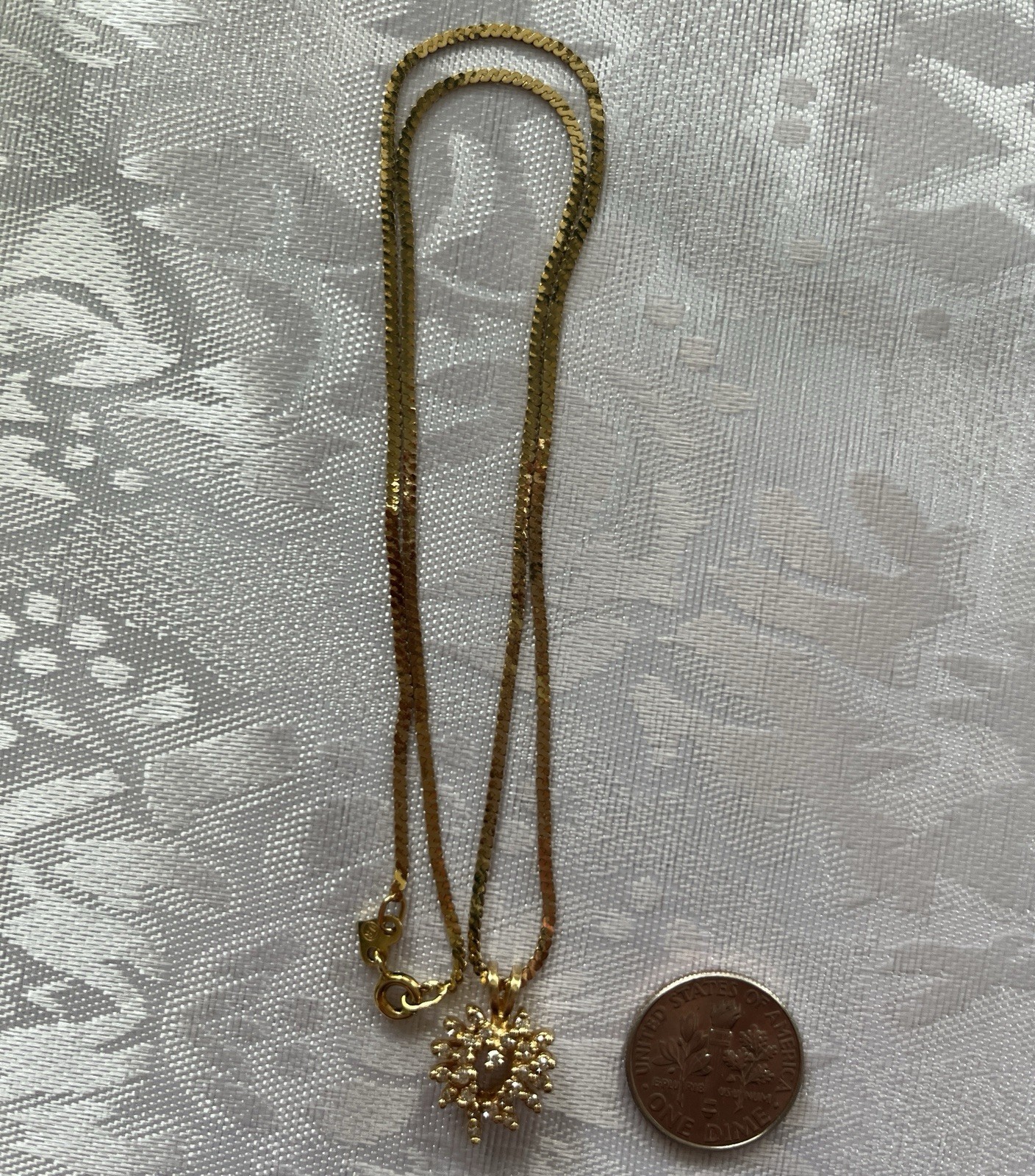 Price reduced! 14K Yellow Gold Diamond Cluster Heart Pendant W/16”YG Chain