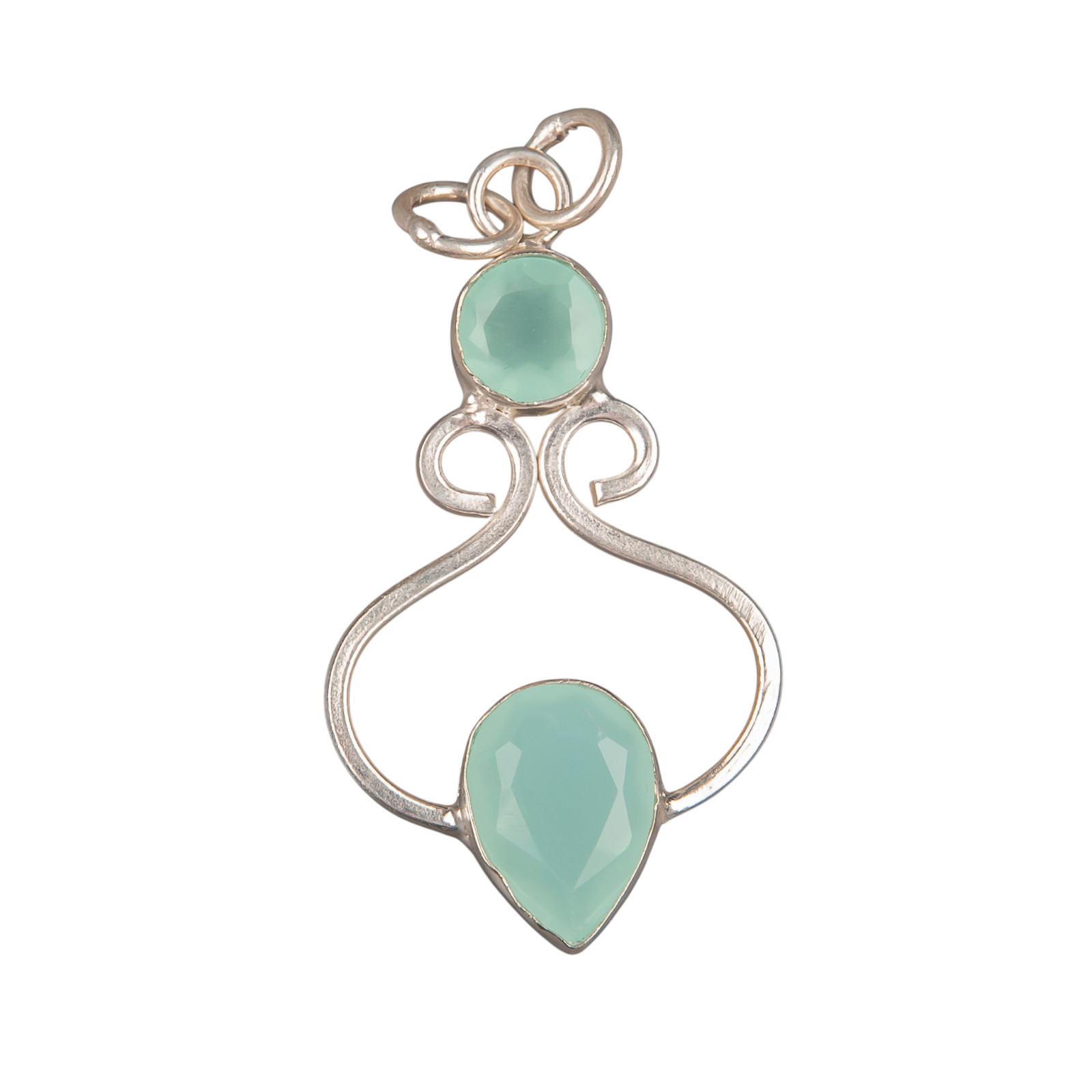 Aqua Chalcedony Gemstone 925 Sterling Silver Necklace Pendent 1.60″ Gift For Her