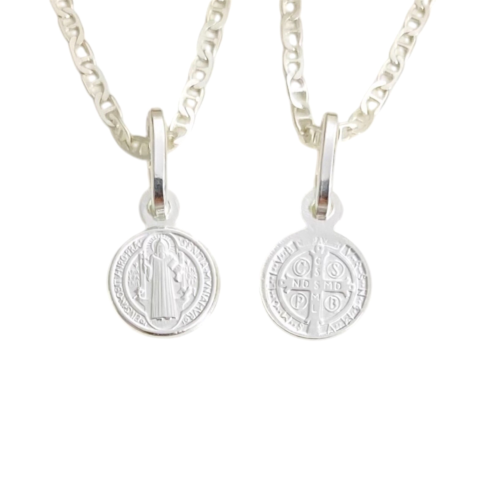 925 Sterling Silver Saint Benedict Pendant Necklace, 8mm Medal San Benito- N57