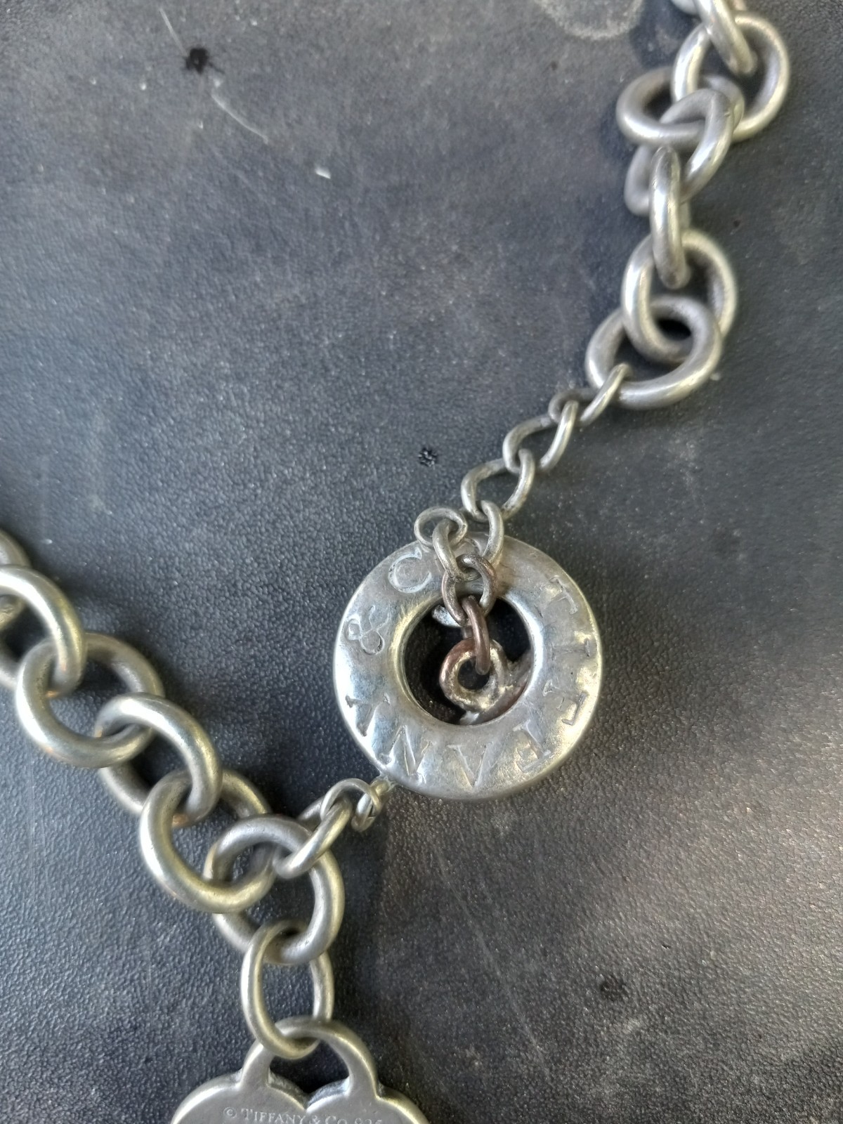Tiffany & Co. Heart Tag Toggle Chain link Necklace in .925 sterling silver.