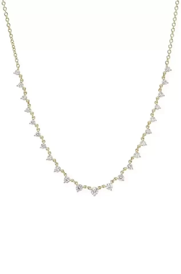 3Ct Round Lab-Created Diamond 14K Yellow Gold Plated Women’s Beautiful Necklace