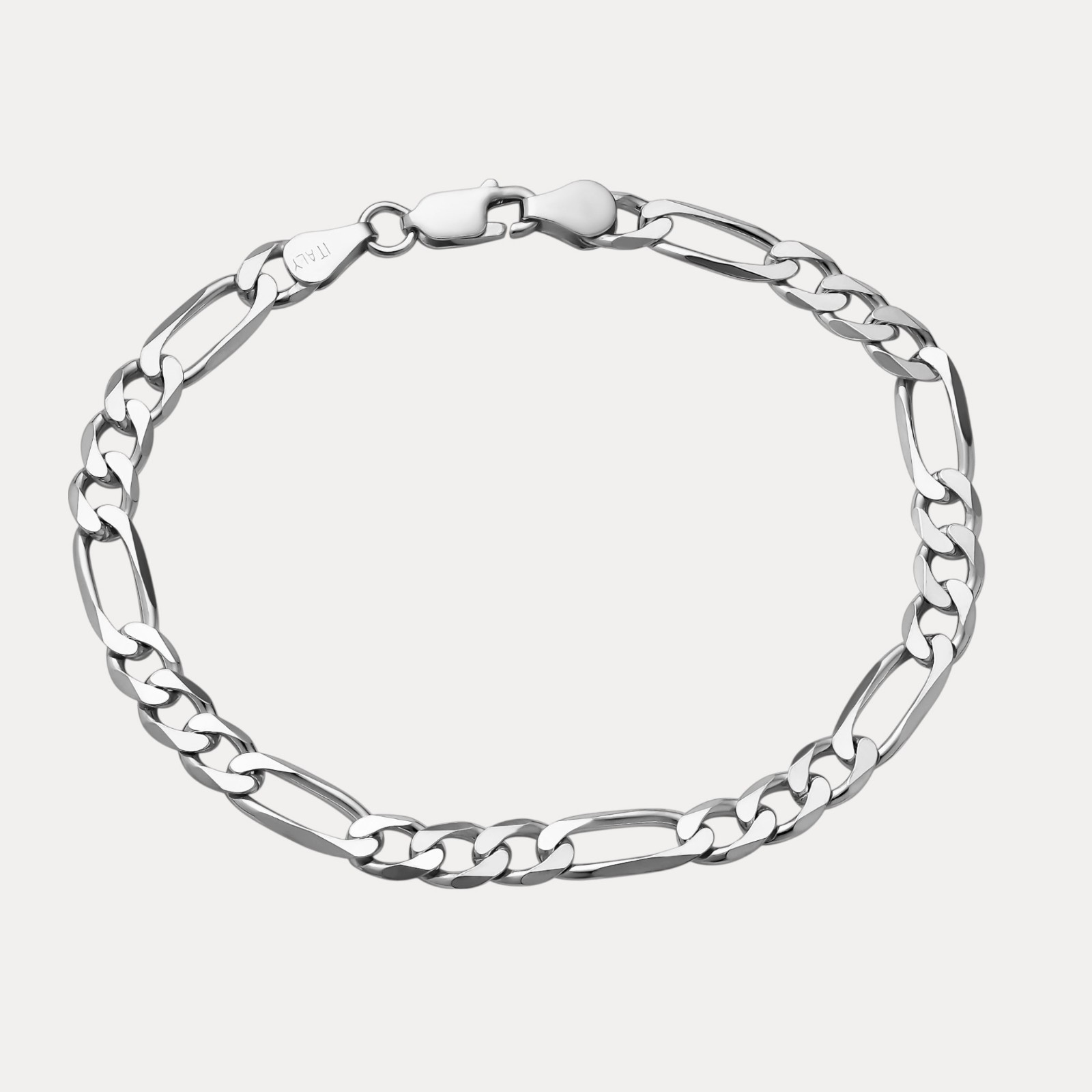 6mm Figaro Bracelet Link – Real Solid 925 Sterling Silver Or 14k Gold Vermeil
