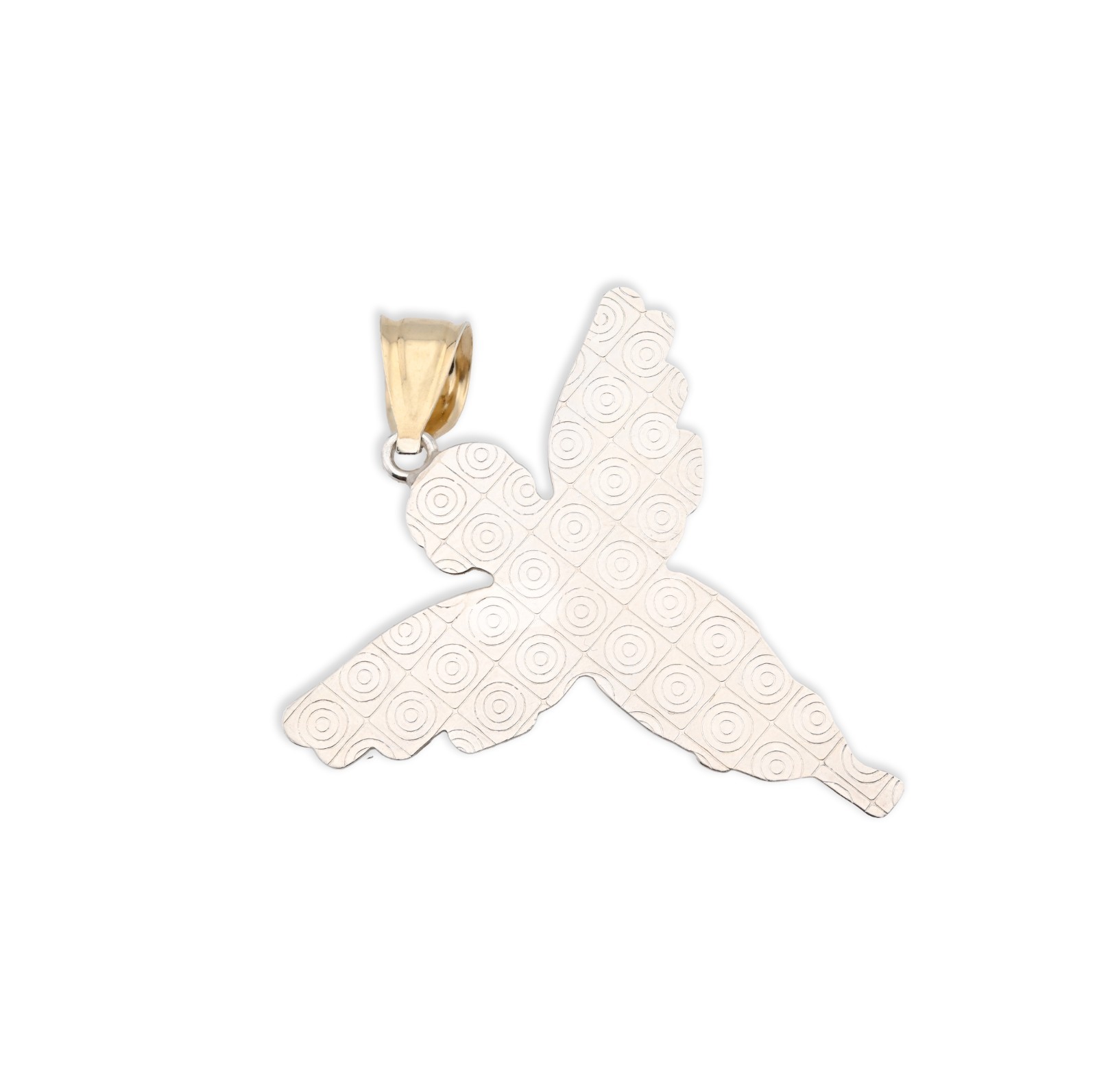 1/10th Real 10k Gold Bonded 925 Two Tone Praying Angel Pendant 2.9gms Mens Charm