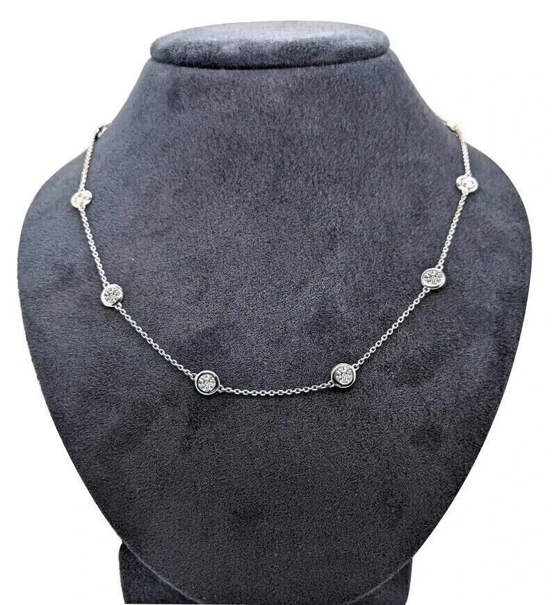 2 CT Lab-Created Diamond Women’s Yard Station Necklace 14K White Gold Plated
