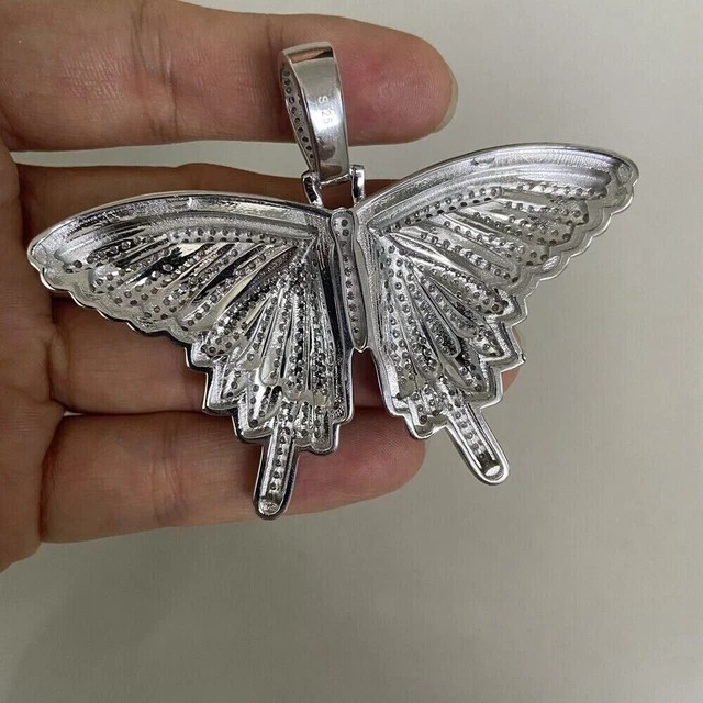 2.40Ct Lab Created Diamond Butterfly Pendant Pendant 14K White Gold Finish